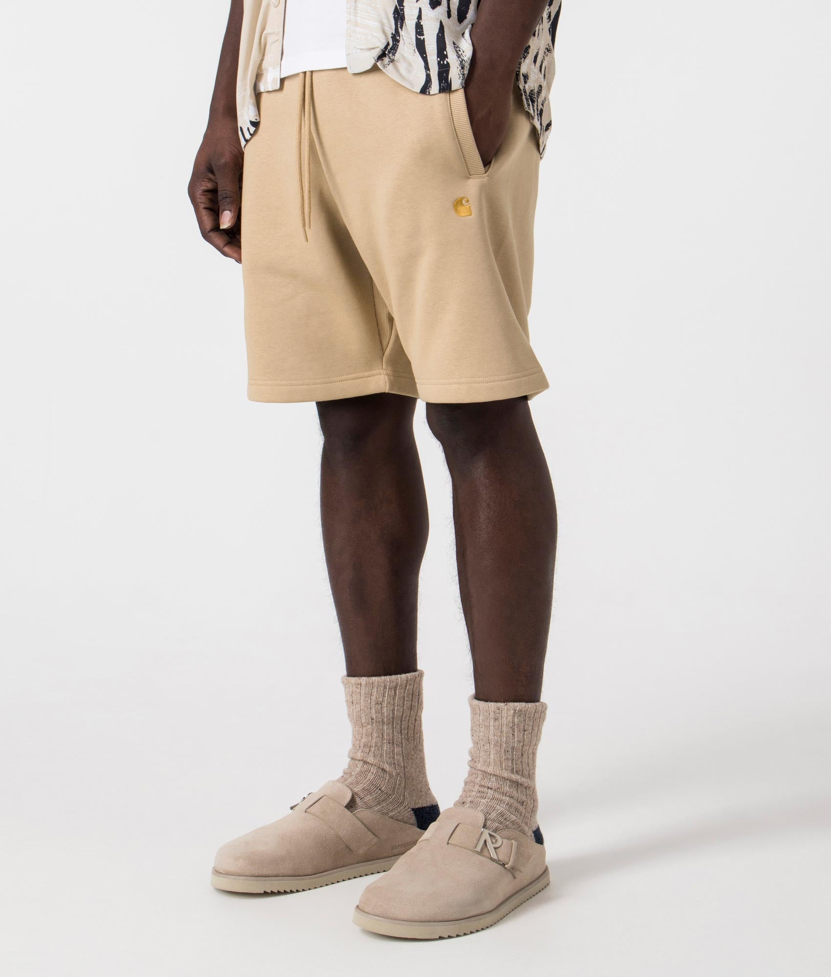 Carhartt WIP Mens Relaxed Fit Chase Sweat Shorts - Colour: 22IXX Sable/Gold - Size: Small