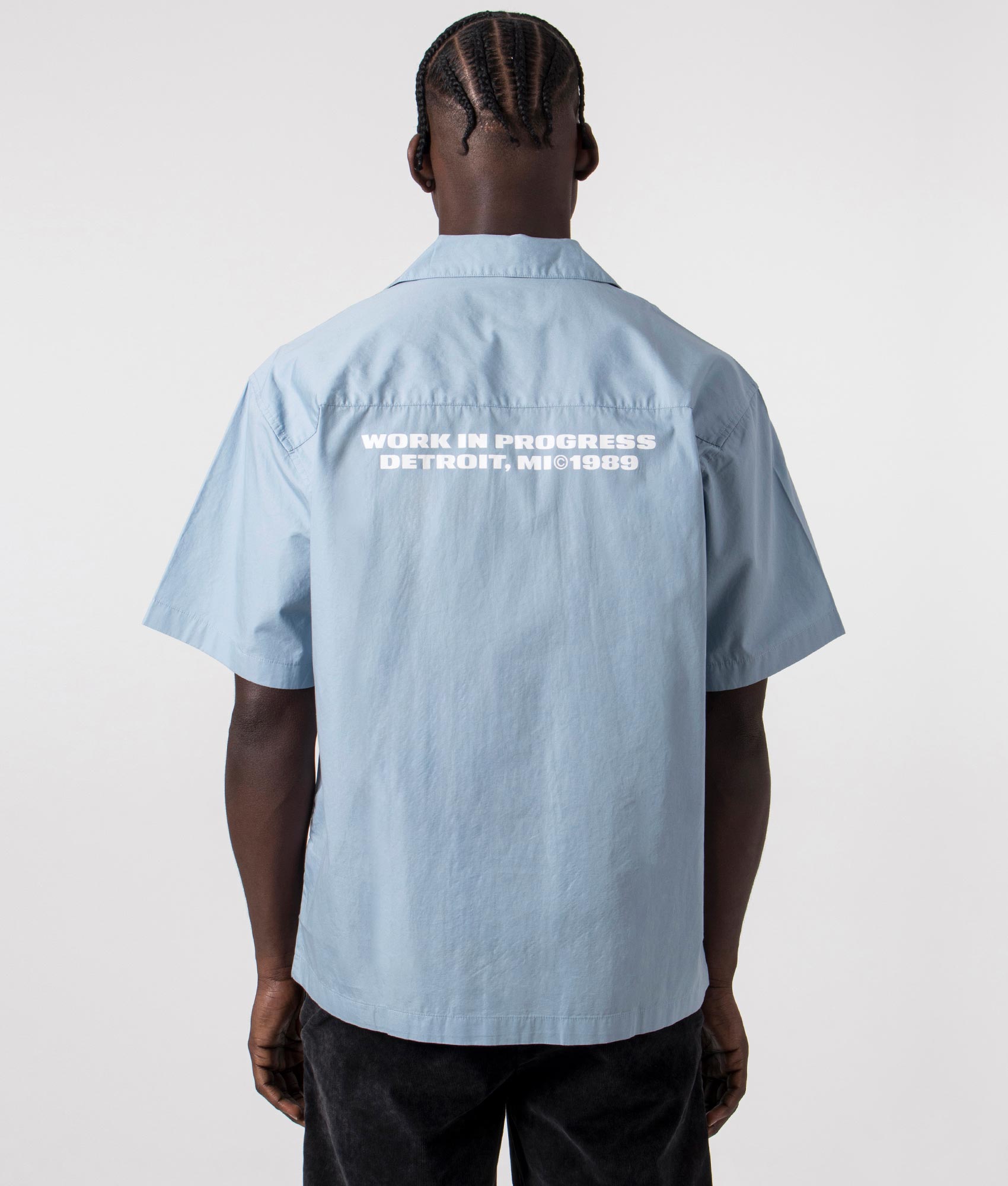 Carhartt WIP Mens Short Sleeve Link Script Shirt - Colour: 0ROXX Frosted Blue/White - Size: XL