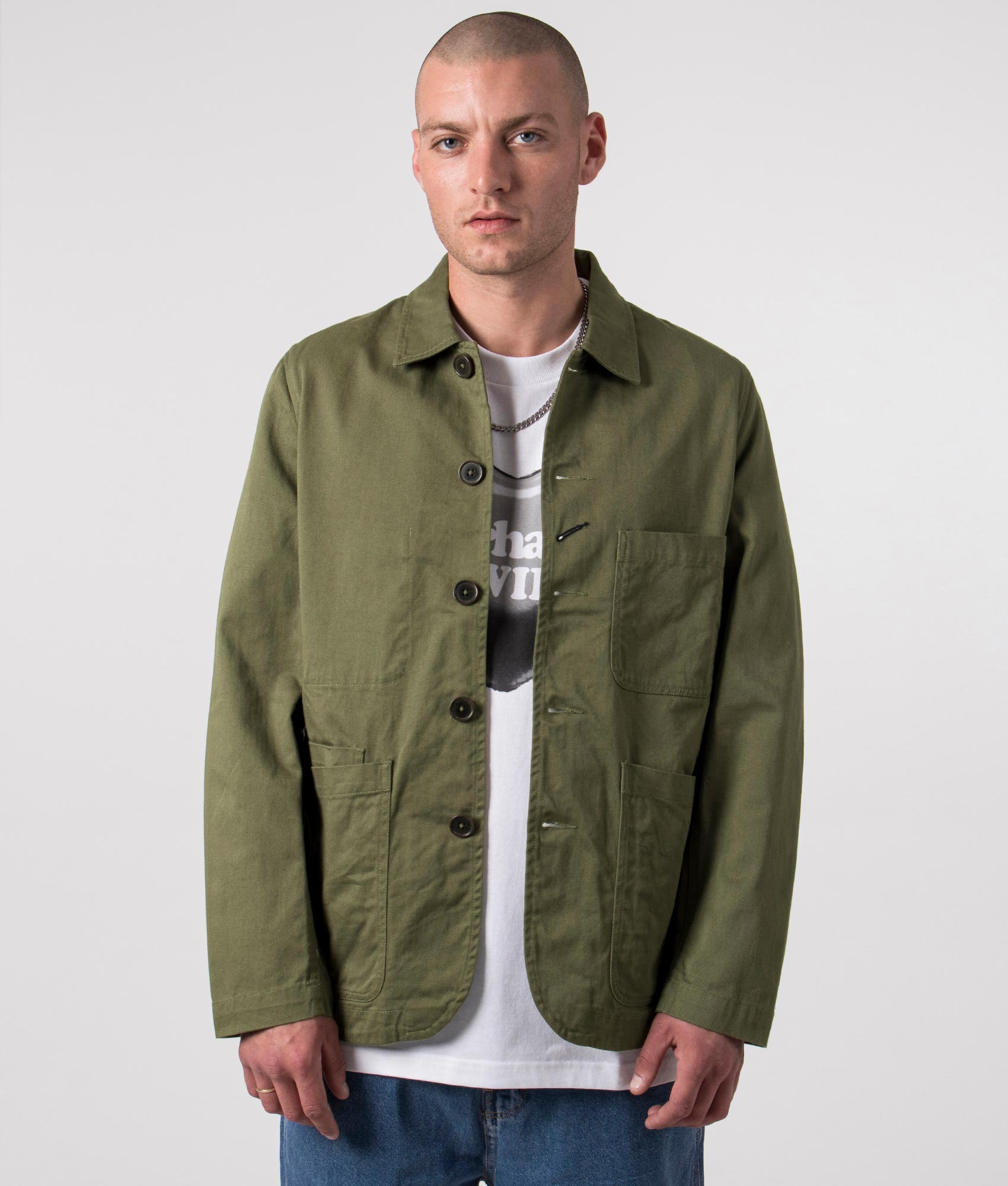 Universal Works Mens Bakers Jacket - Colour: Light Olive - Size: Large