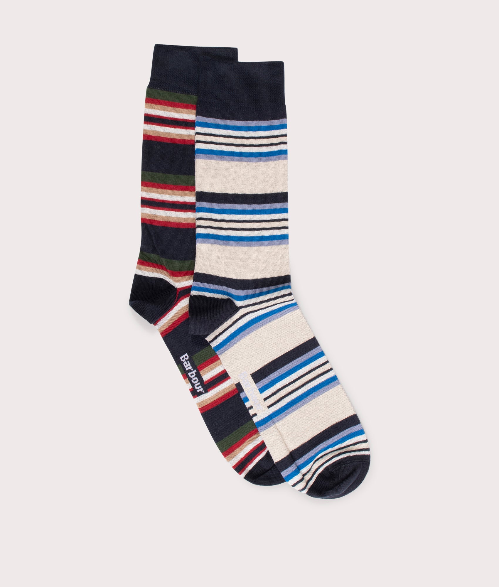 Barbour Lifestyle Mens Summer Stripe 2 Pack Socks - Colour: NY71 Navy Mix - Size: Large
