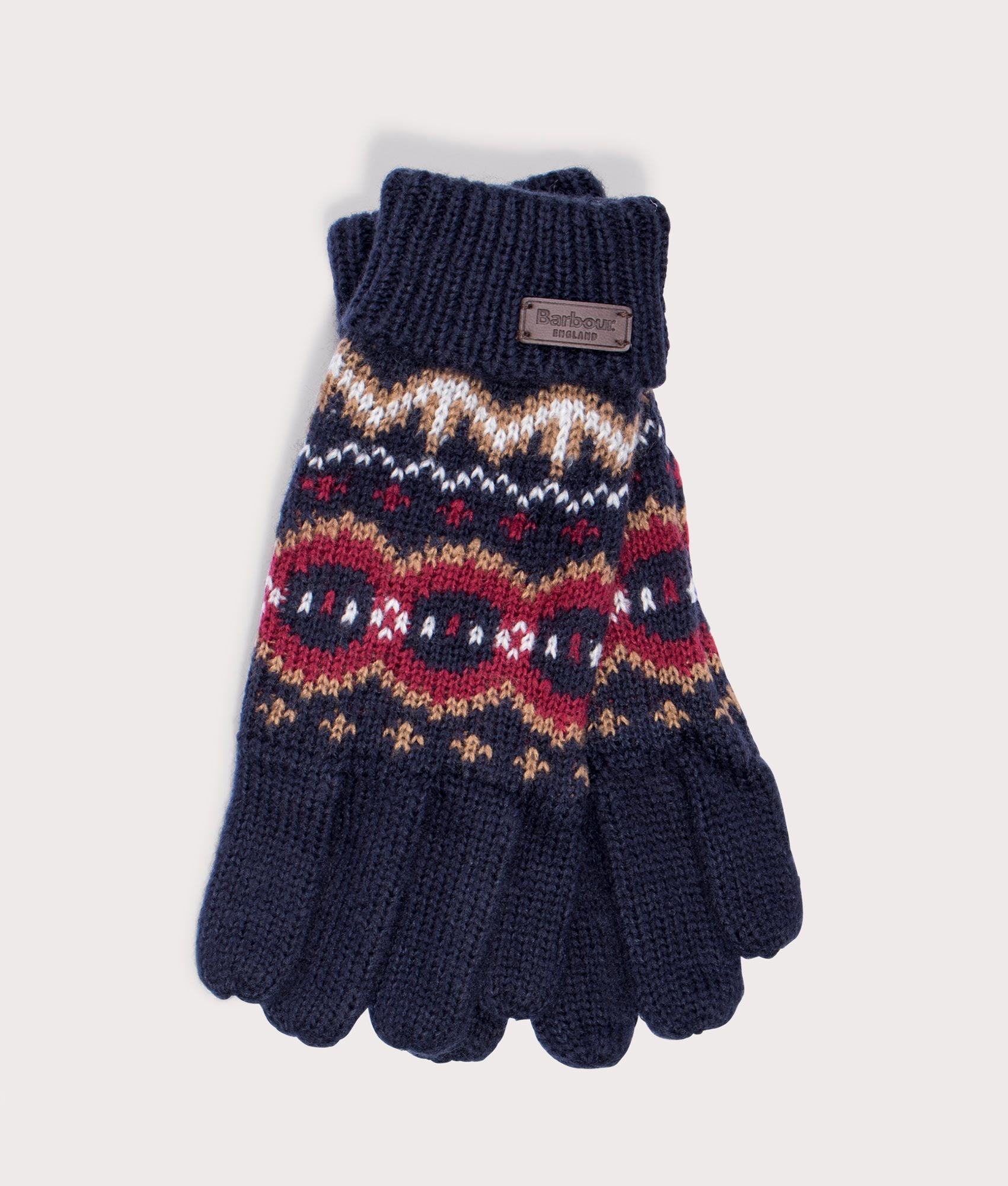 Barbour Lifestyle Mens Case Fair Isle Gloves - Colour: RE75 Cranberry - Size: One Size