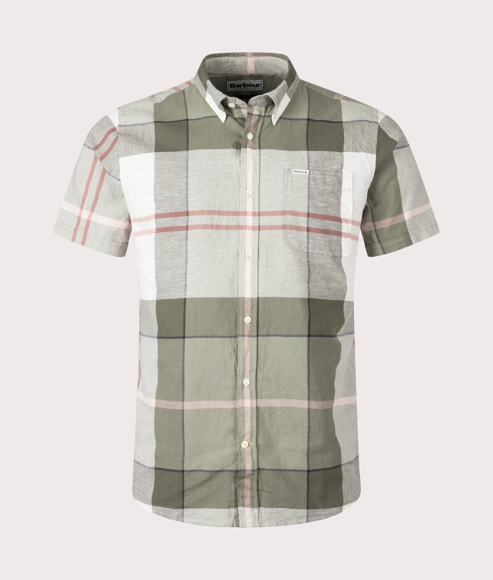 Barbour Lifestyle Mens Short Sleeve Douglas Shirt - Colour: TN24 Glenmore Olive Tartan - Size: Large