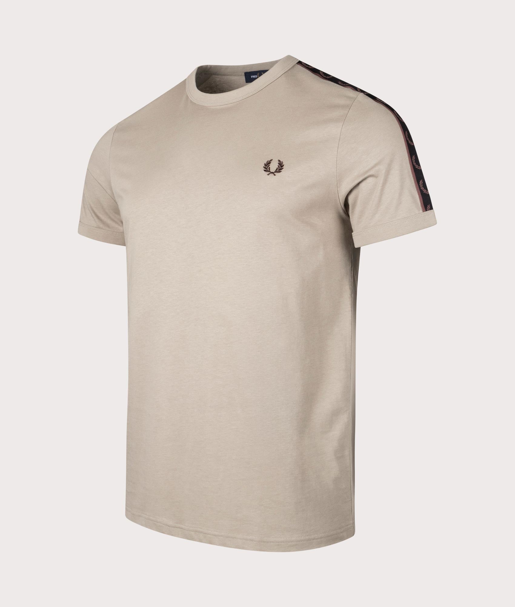 Fred Perry Mens Contrast Tape Ringer T-Shirt - Colour: U84 Warm Grey/Brick - Size: XXL