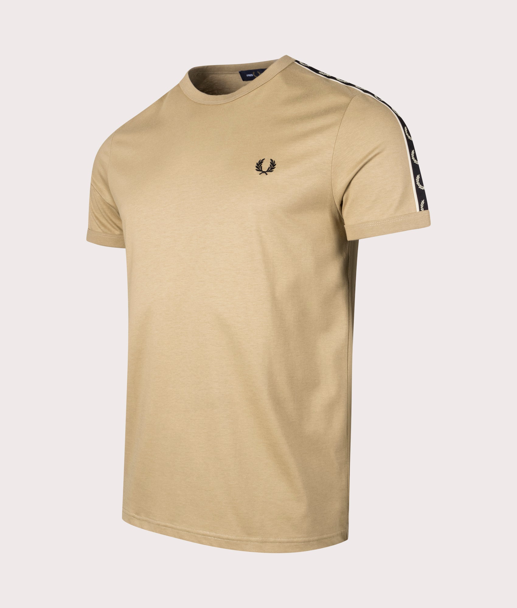 Fred Perry Mens Contrast Tape Ringer T-Shirt - Colour: V19 Warm Stone/Oatmeal - Size: XXL