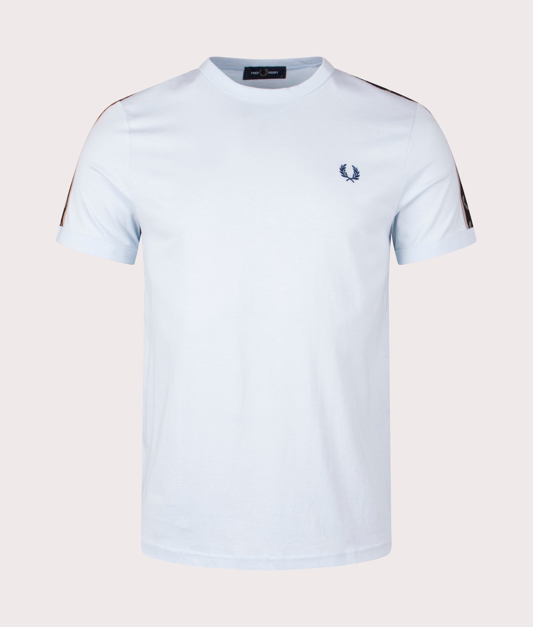 Fred Perry Mens Contrast Tape Ringer T-Shirt - Colour: V27 Light Ice/Warm Grey - Size: Medium