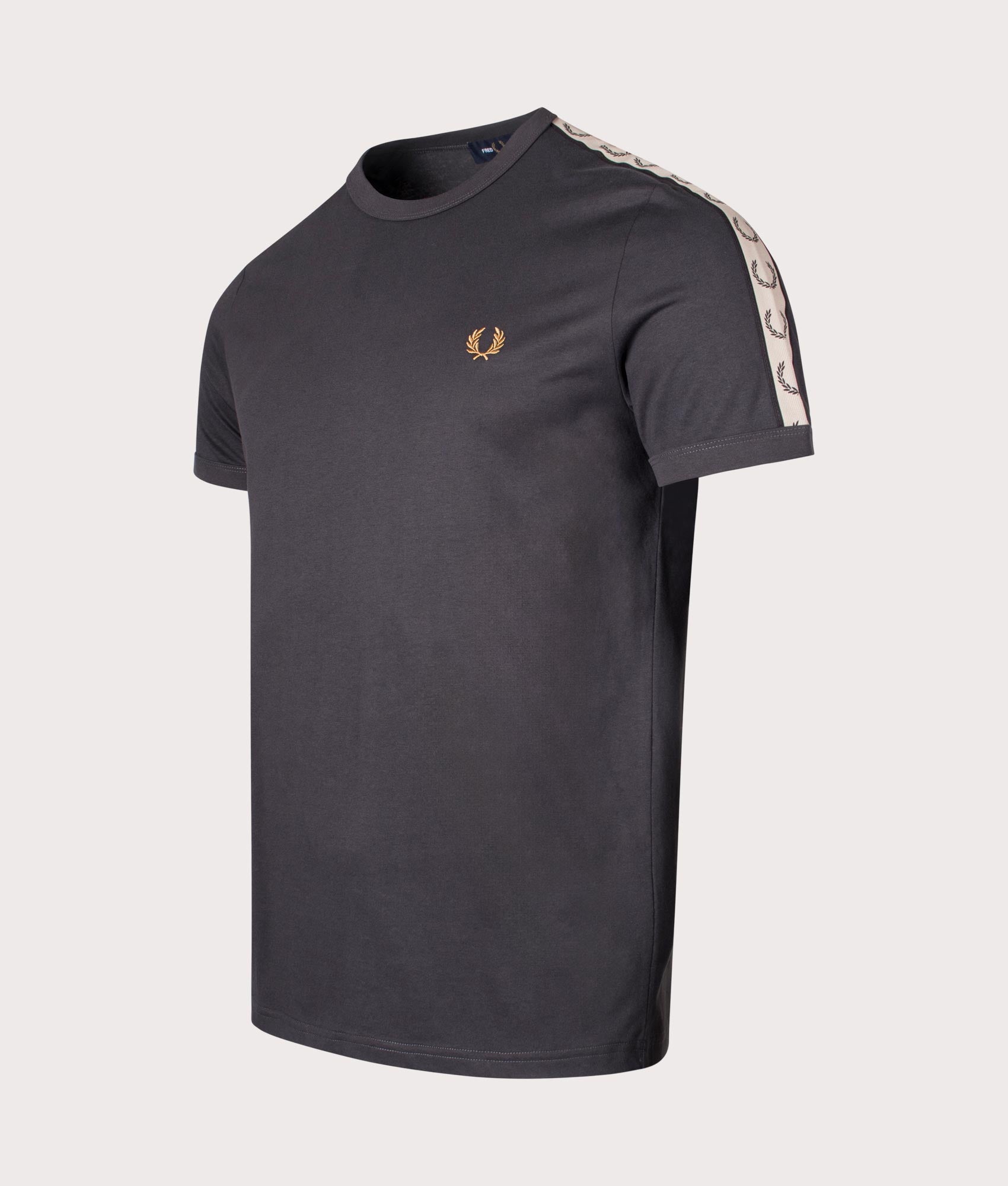 Fred Perry Mens Contrast Tape Ringer T-Shirt - Colour: V62 Anchor Grey/Black - Size: XXL