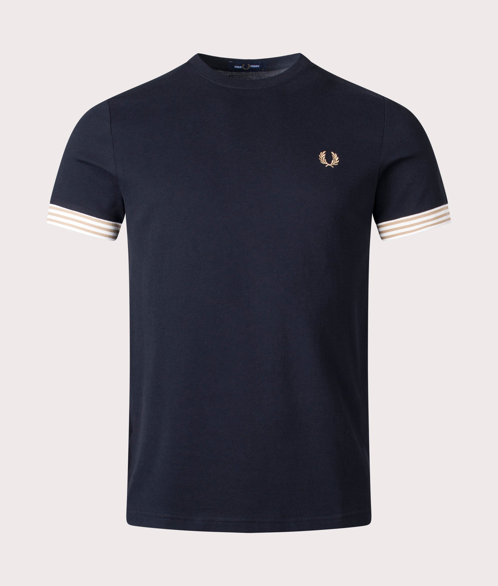 Fred Perry Mens Striped Cuff T-Shirt - Colour: 102 Black - Size: Large