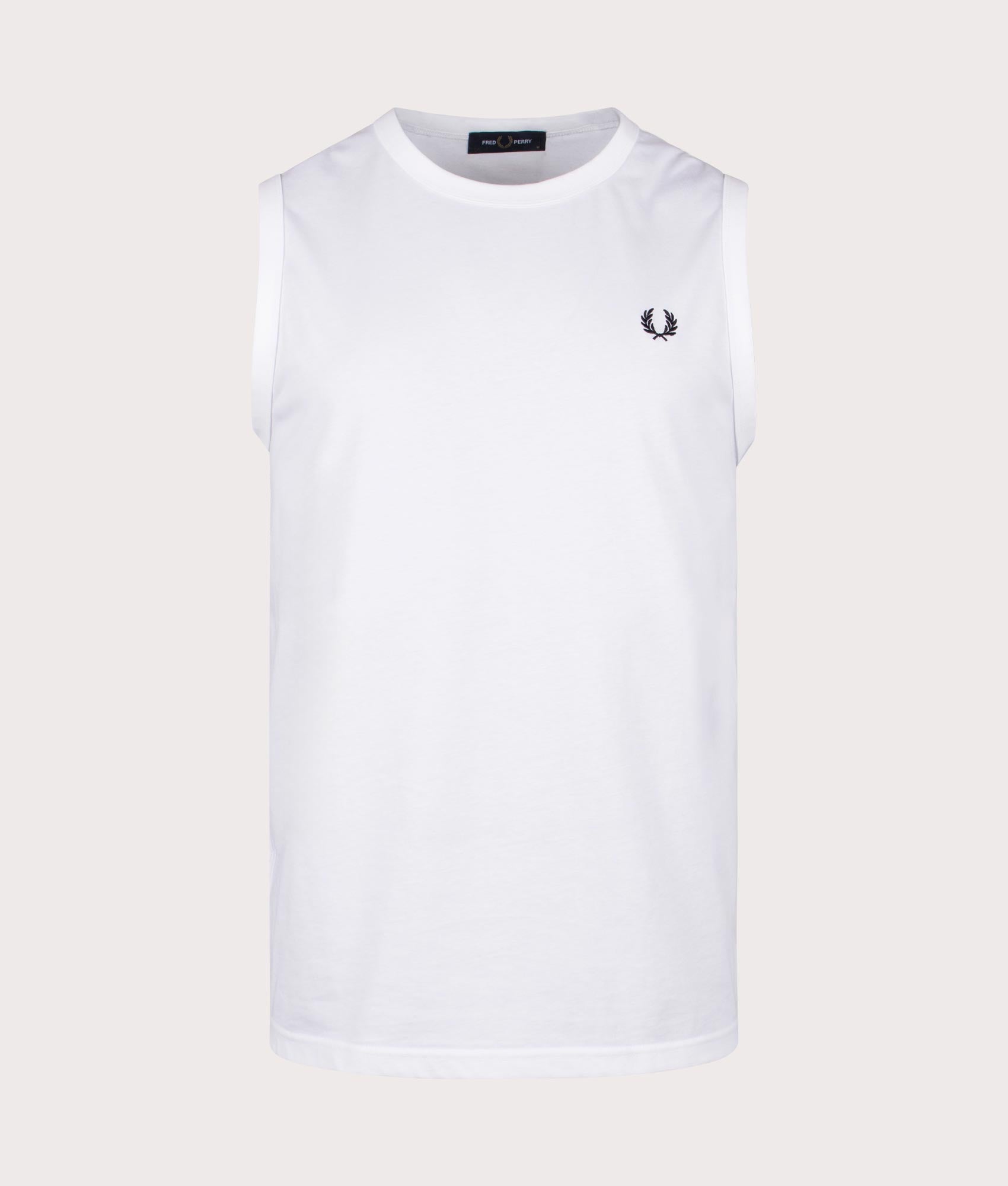 Fred Perry Mens Crew Neck Vest - Colour: 100 White - Size: XL