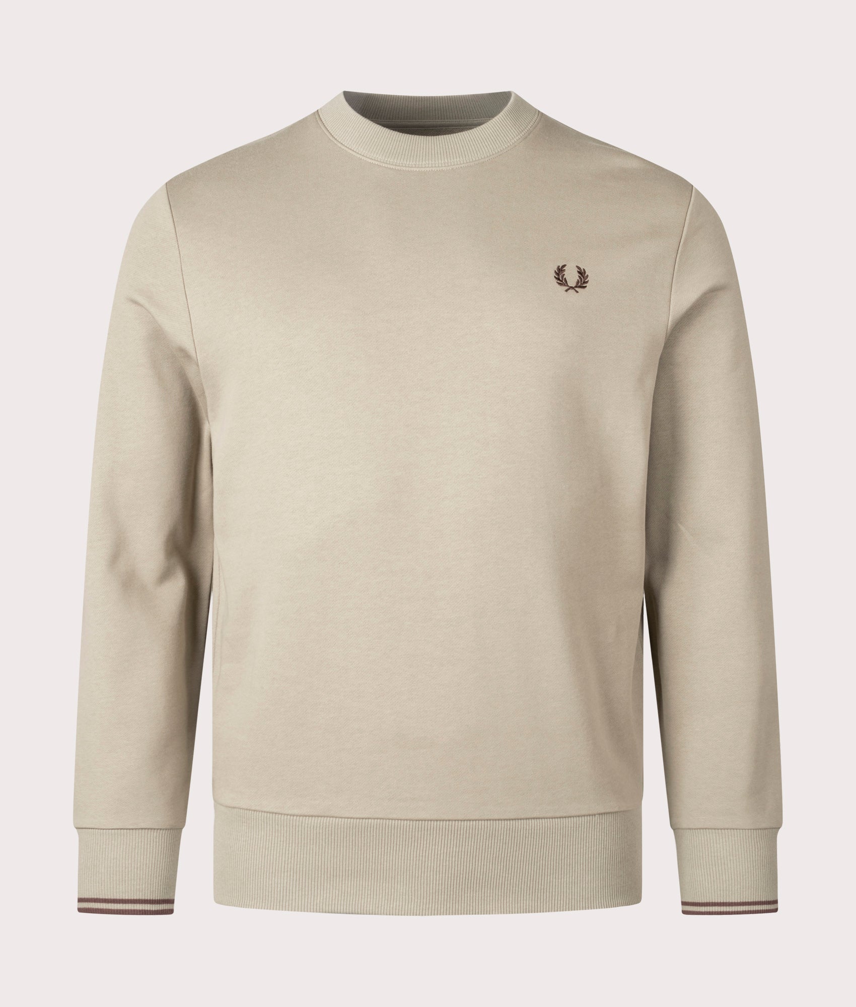 Fred Perry Mens Crew Neck Sweatshirt - Colour: U84 Warm Grey/Carrington Road Brick - Size: XL