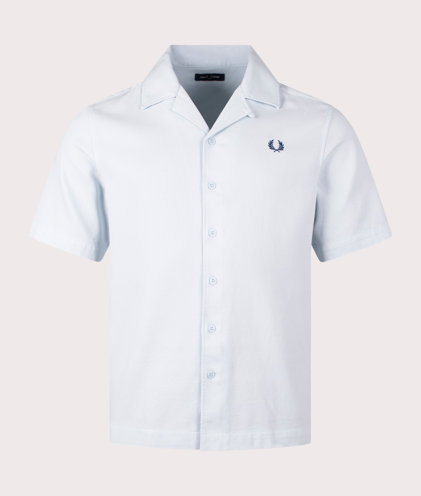 Fred Perry Mens Pique Texture Revere Collar Shirt - Colour: R30 Light Ice - Size: Large