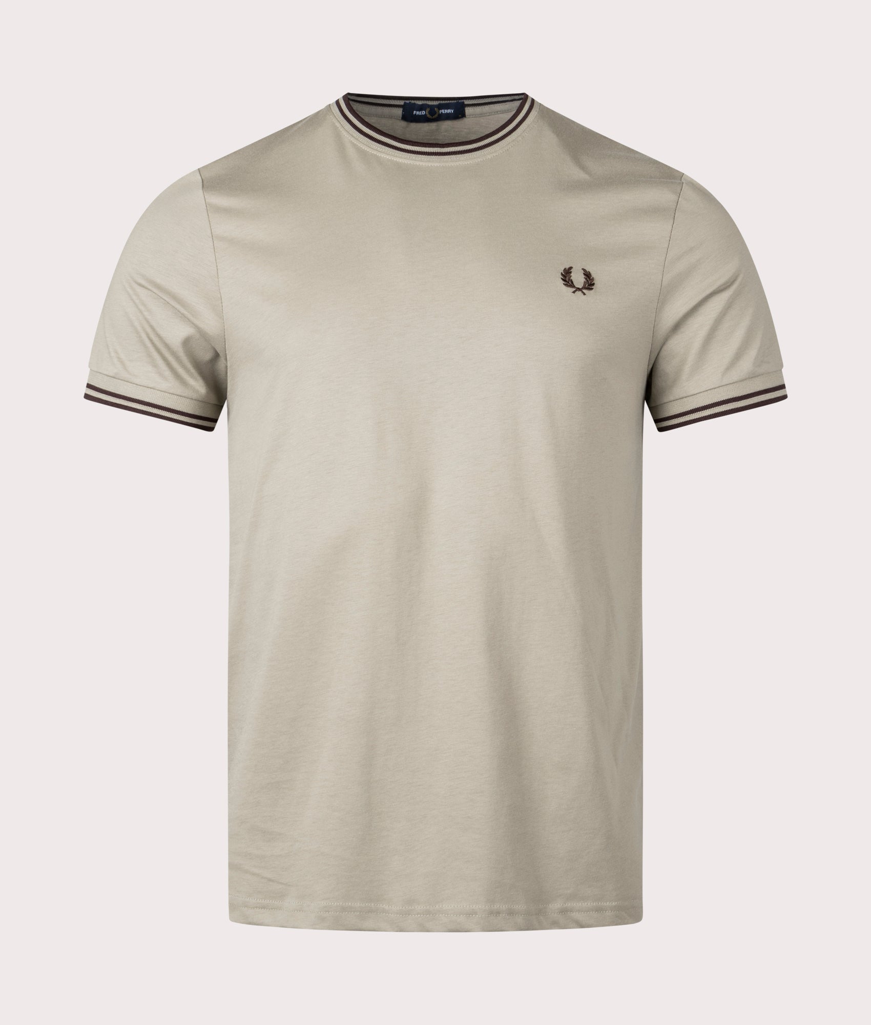 Fred Perry Mens Twin Tipped T-Shirt - Colour: U84 Warm Grey/Carrington Road Brick - Size: Large