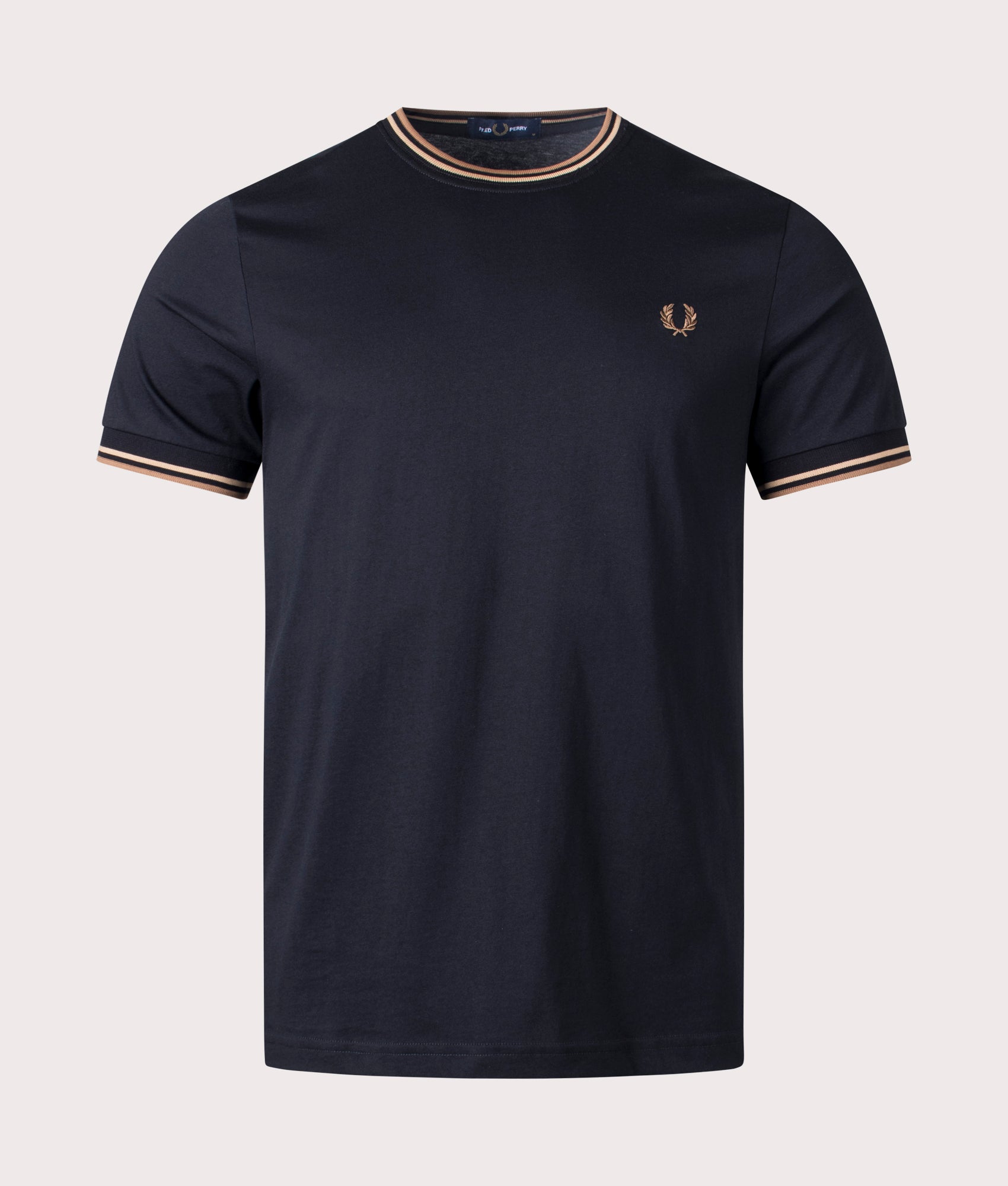 Fred Perry Mens Twin Tipped T-Shirt - Colour: U97 Black/Warm Stone/Shaded Stone - Size: Large