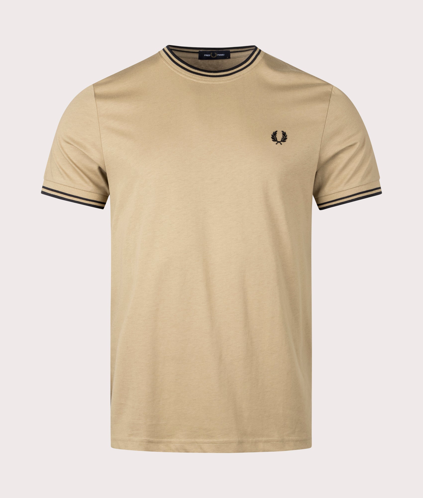 Fred Perry Mens Twin Tipped T-Shirt - Colour: U88 Warm Stone/Black - Size: Large