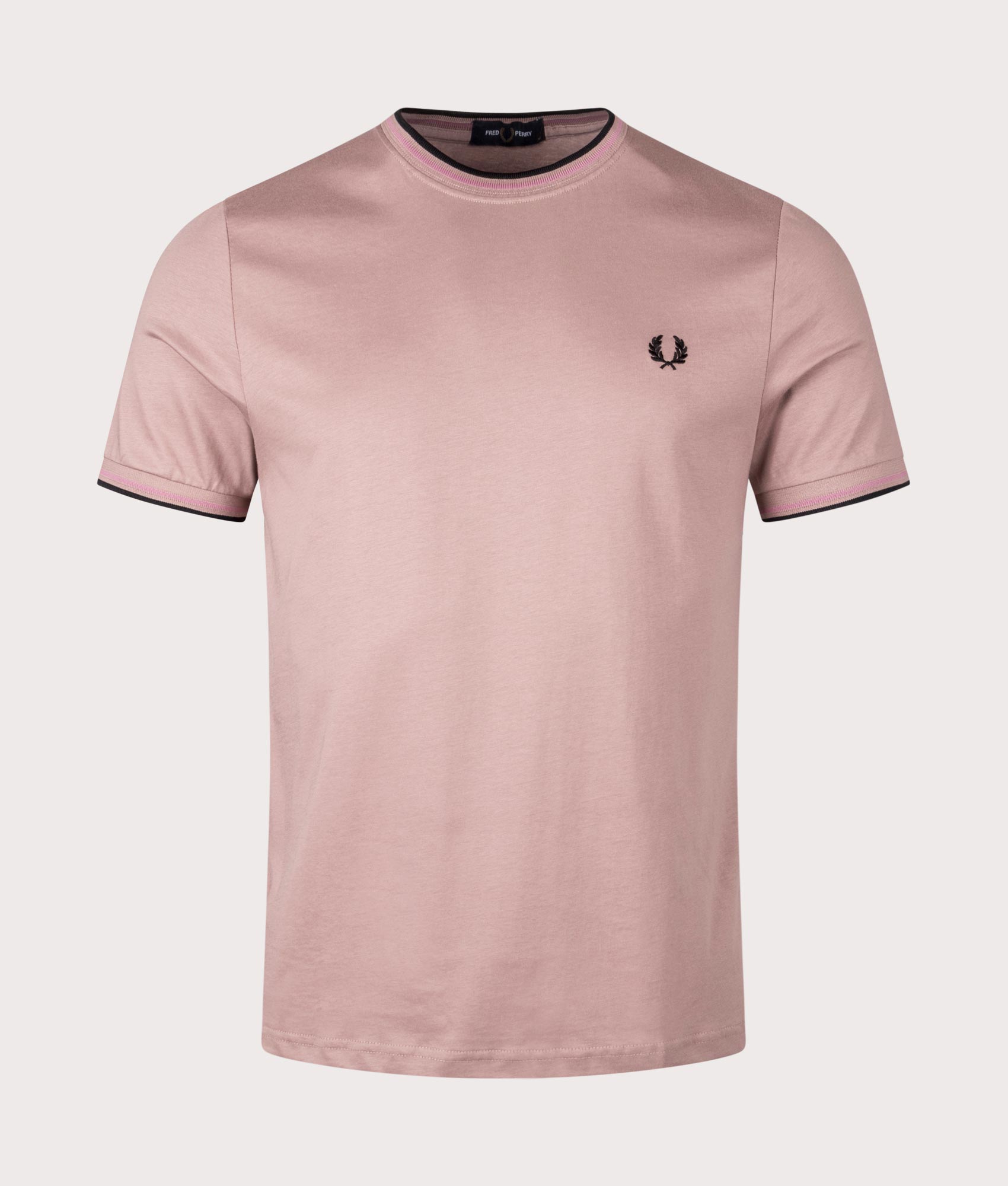 Fred Perry Mens Twin Tipped T-Shirt - Colour: U89 Dark Pink/Dusty Rose/Black - Size: Medium