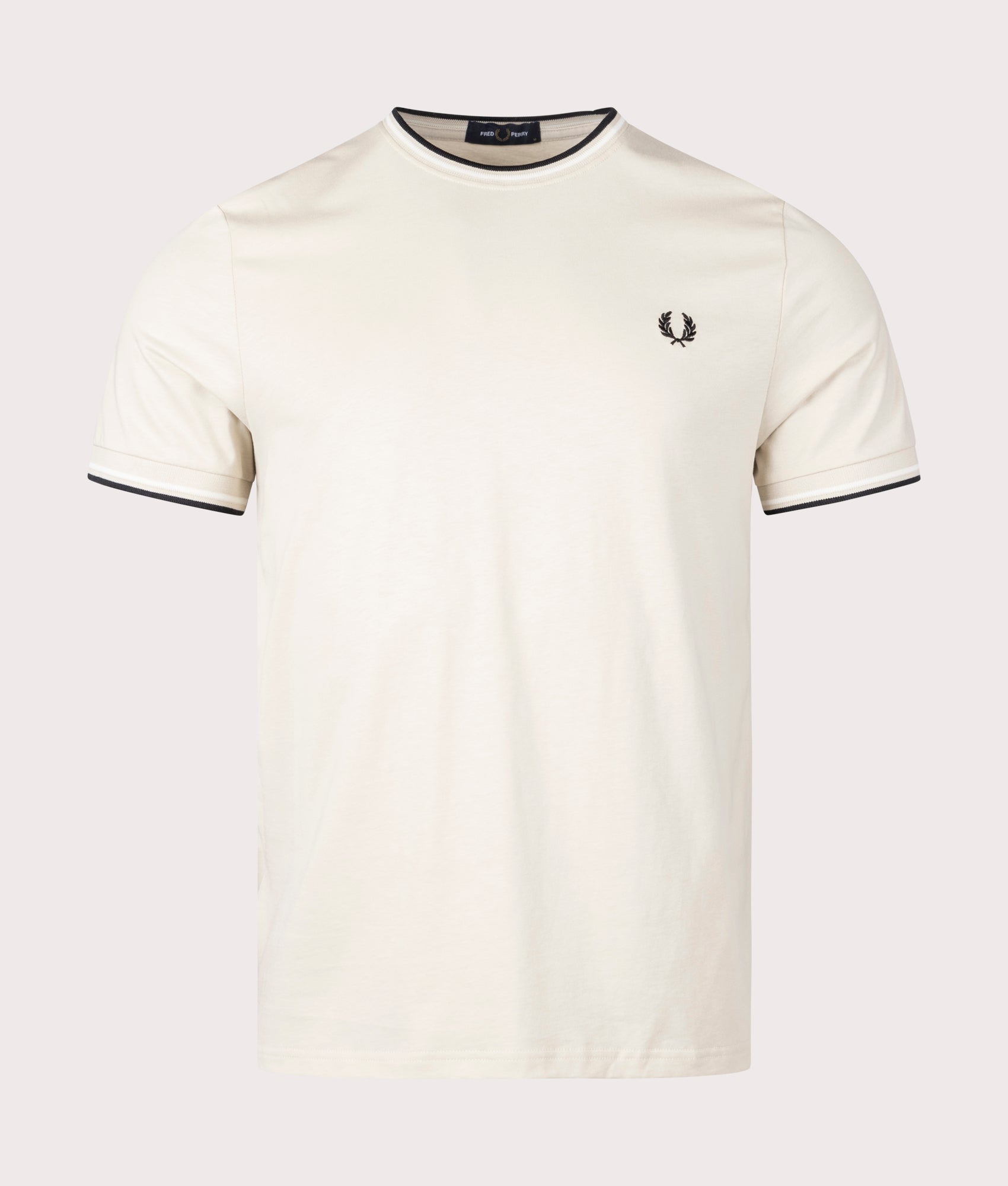 Fred Perry Mens Twin Tipped T-Shirt - Colour: U87 Oatmeal/Ecru/Black - Size: Large