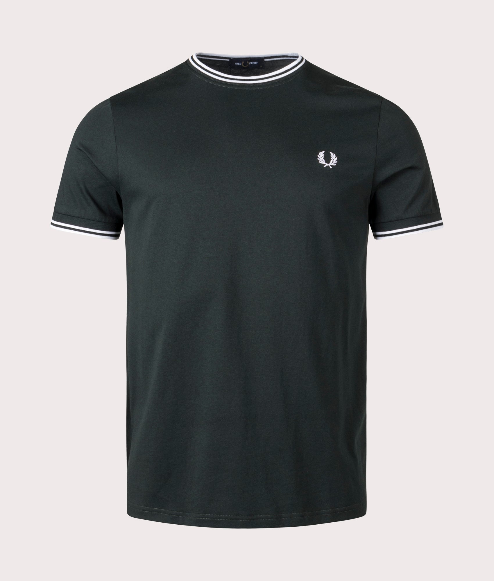 Fred Perry Mens Twin Tipped T-Shirt - Colour: T50 Night Green/White/White - Size: Large