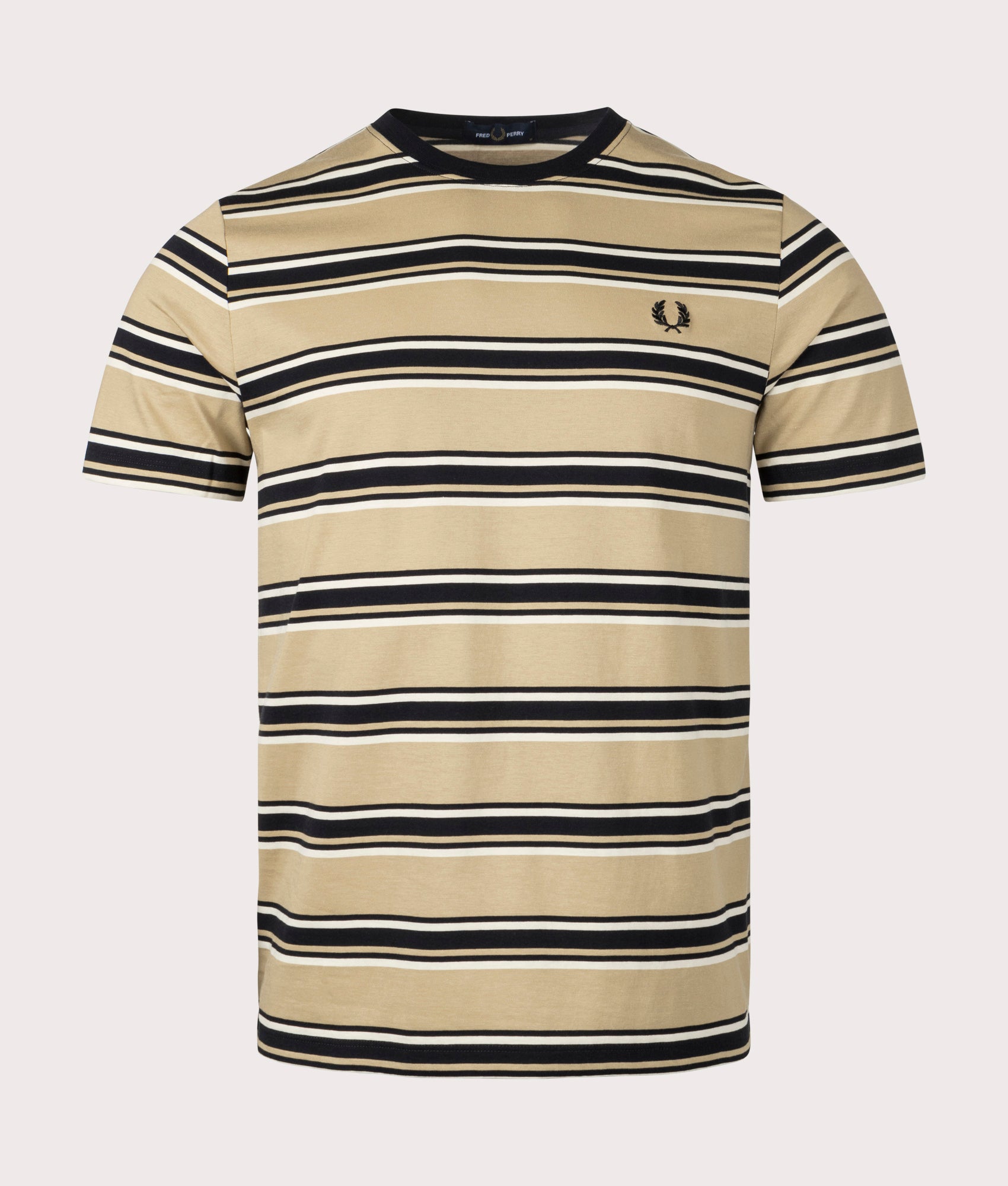 Fred Perry Mens Stripe T-Shirt - Colour: V19 Warm Stone/Oatmeal - Size: Large