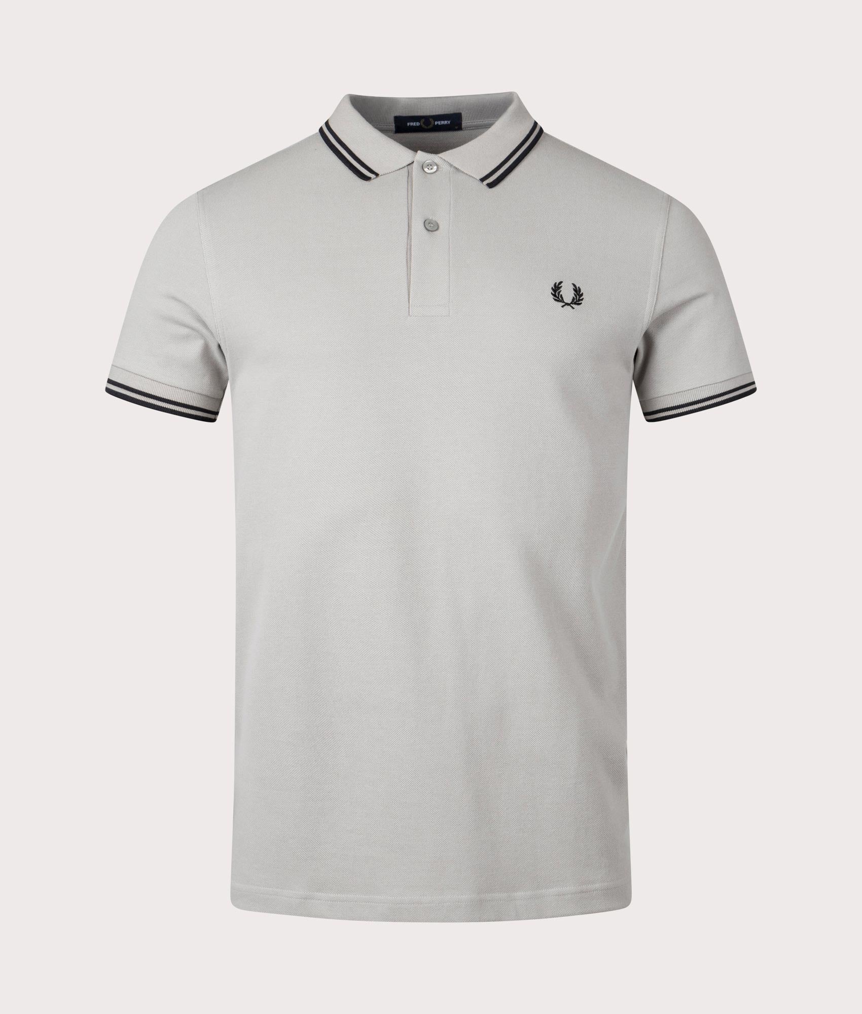 Fred Perry Mens Twin Tipped Polo Shirt - Colour: R41 Limestone/Black - Size: XXL