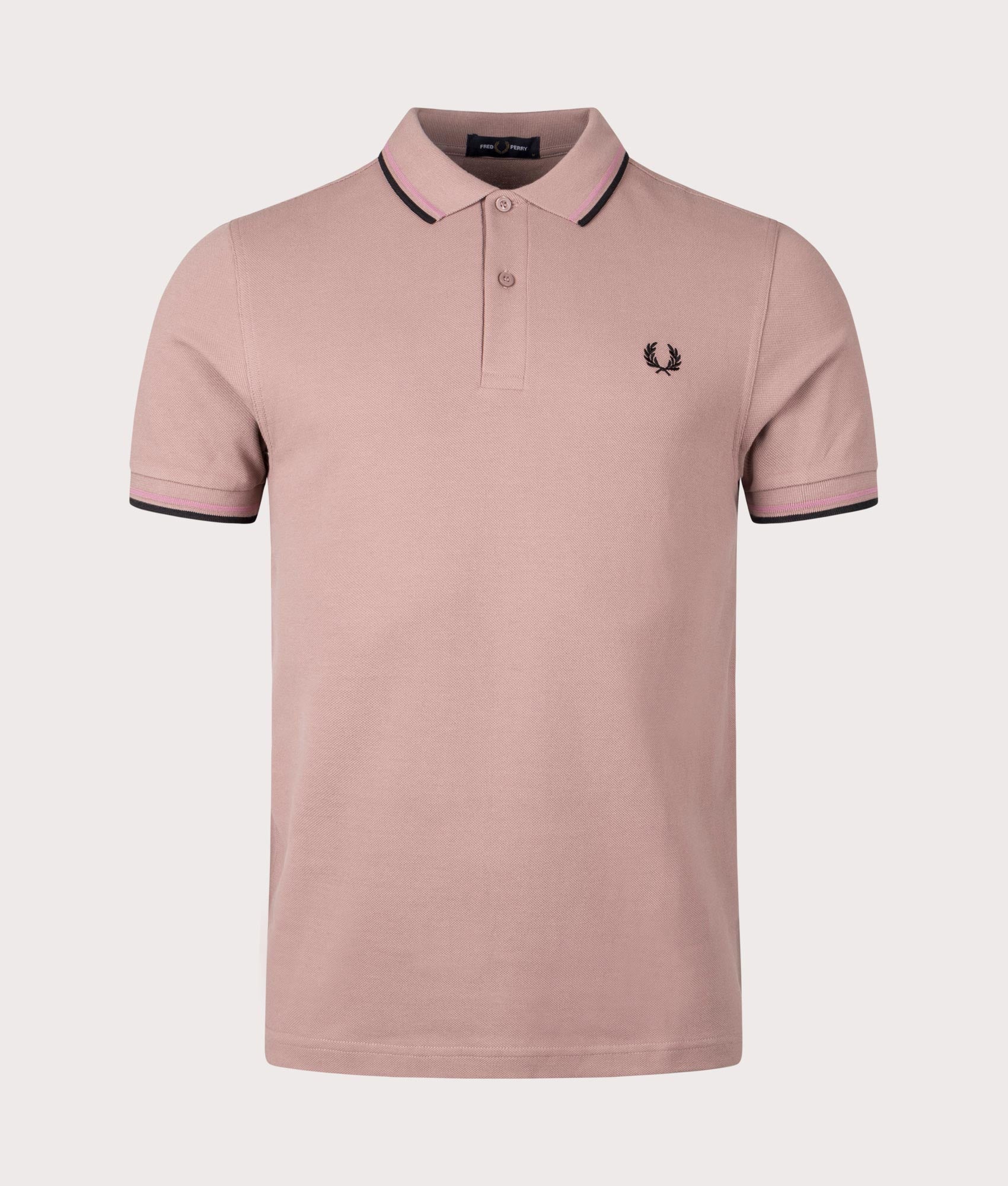 Fred Perry Mens Twin Tipped Fred Perry Polo Shirt - Colour: U89 Dark Pink/Dusty Rose/Black - Size: X