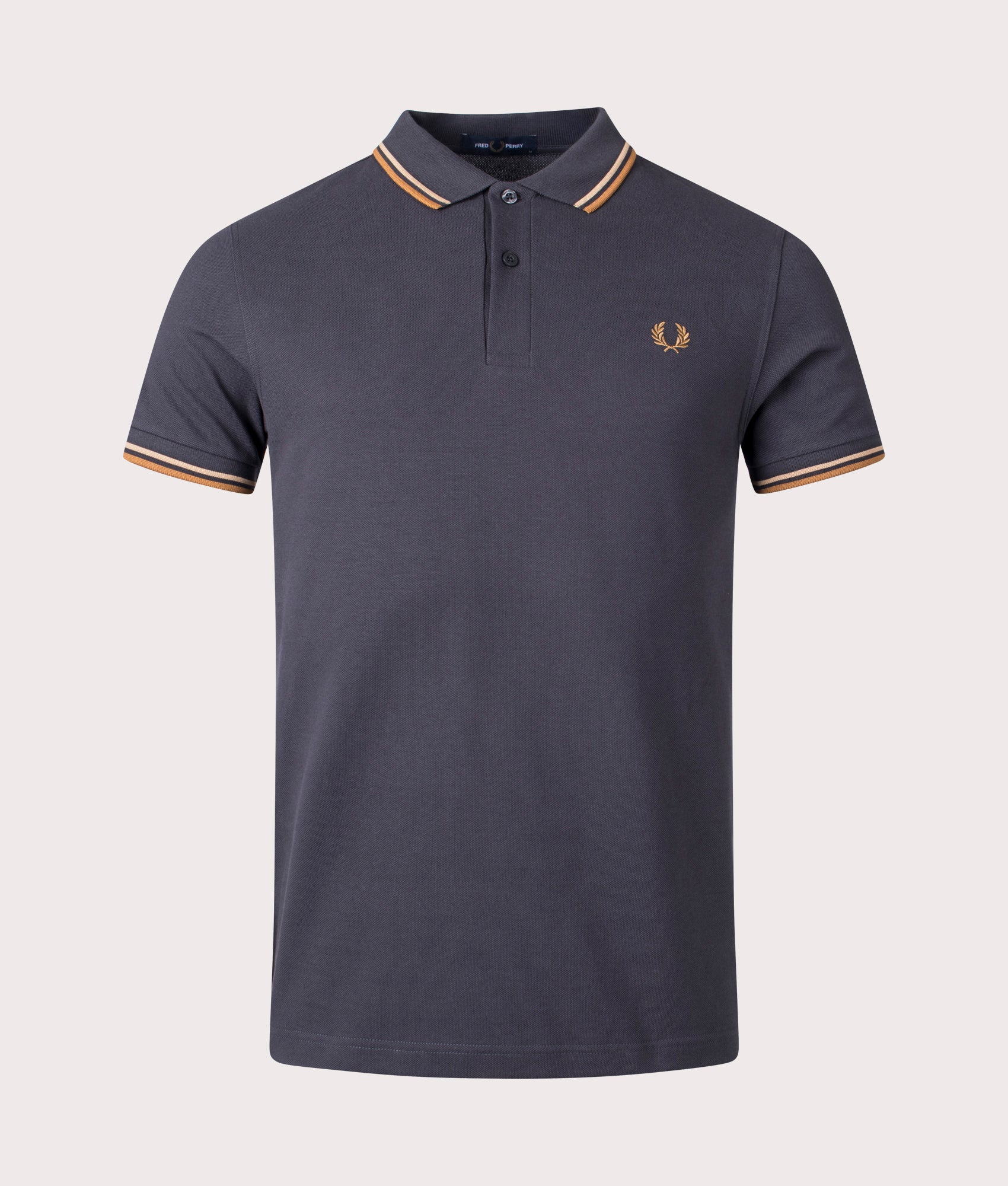 Fred Perry Mens Twin Tipped Polo Shirt - Colour: U93 Anchor Grey/Warm Stone/Dark Caramel - Size: Lar