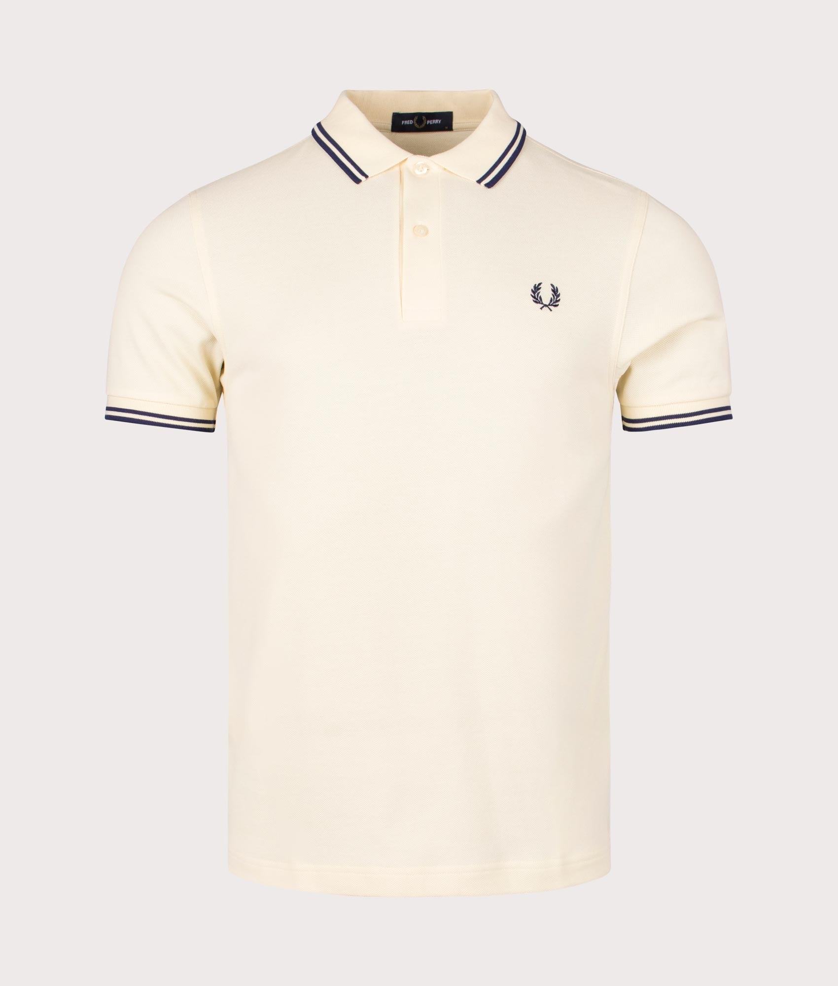 Fred Perry Mens Twin Tipped Fred Perry Polo Shirt - Colour: U99 Ice Cream/French Navy - Size: Medium