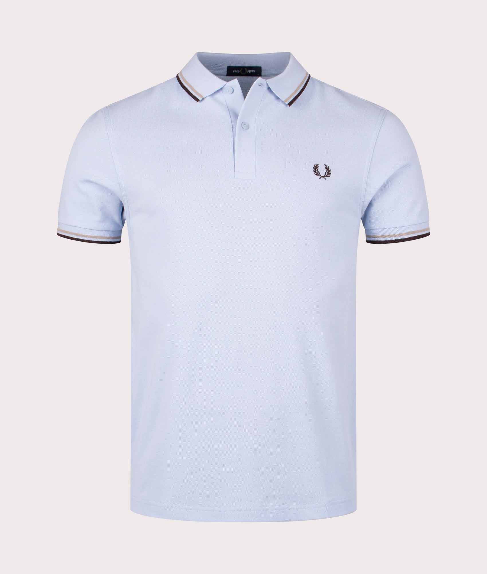 Fred Perry Mens Twin Tipped Polo Shirt - Colour: V02 Light Smoke/Warm Grey/Carrington Road Brick - S