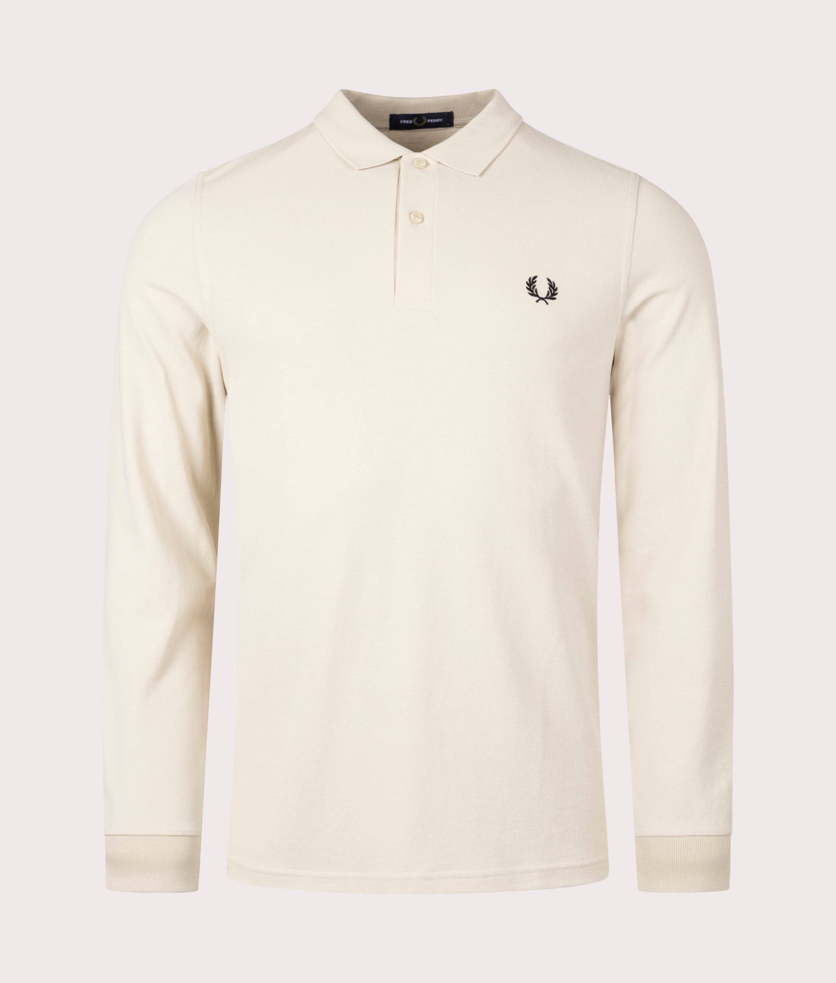 Fred Perry Mens Long Sleeve Tennis Polo Shirt - Colour: T04 Oatmeal/Black - Size: XXL