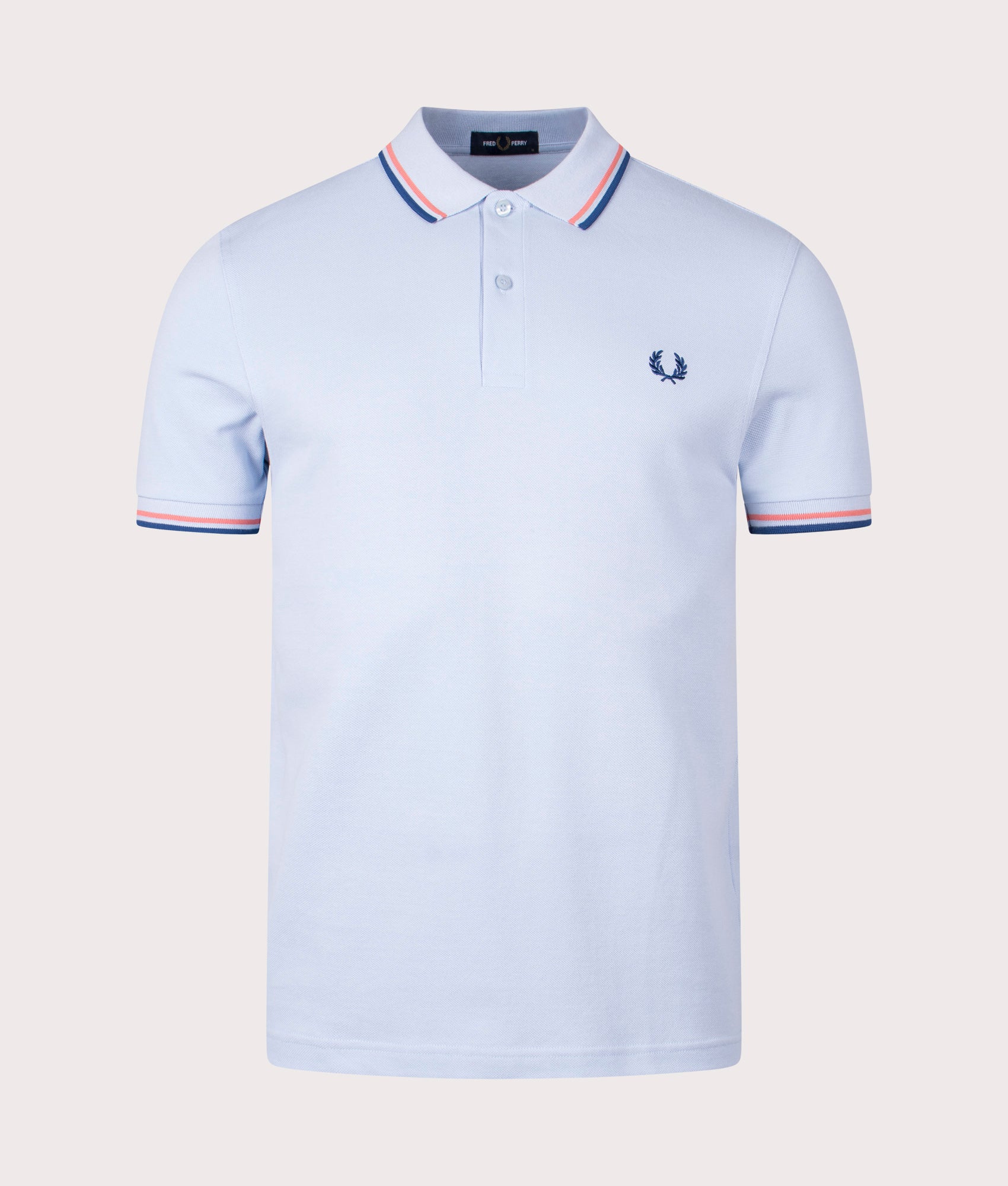 Fred Perry Mens Twin Tipped Fred Perry Shirt - Colour: V20 Light Smoke/Coral Heat/Shaded Cobalt - Si