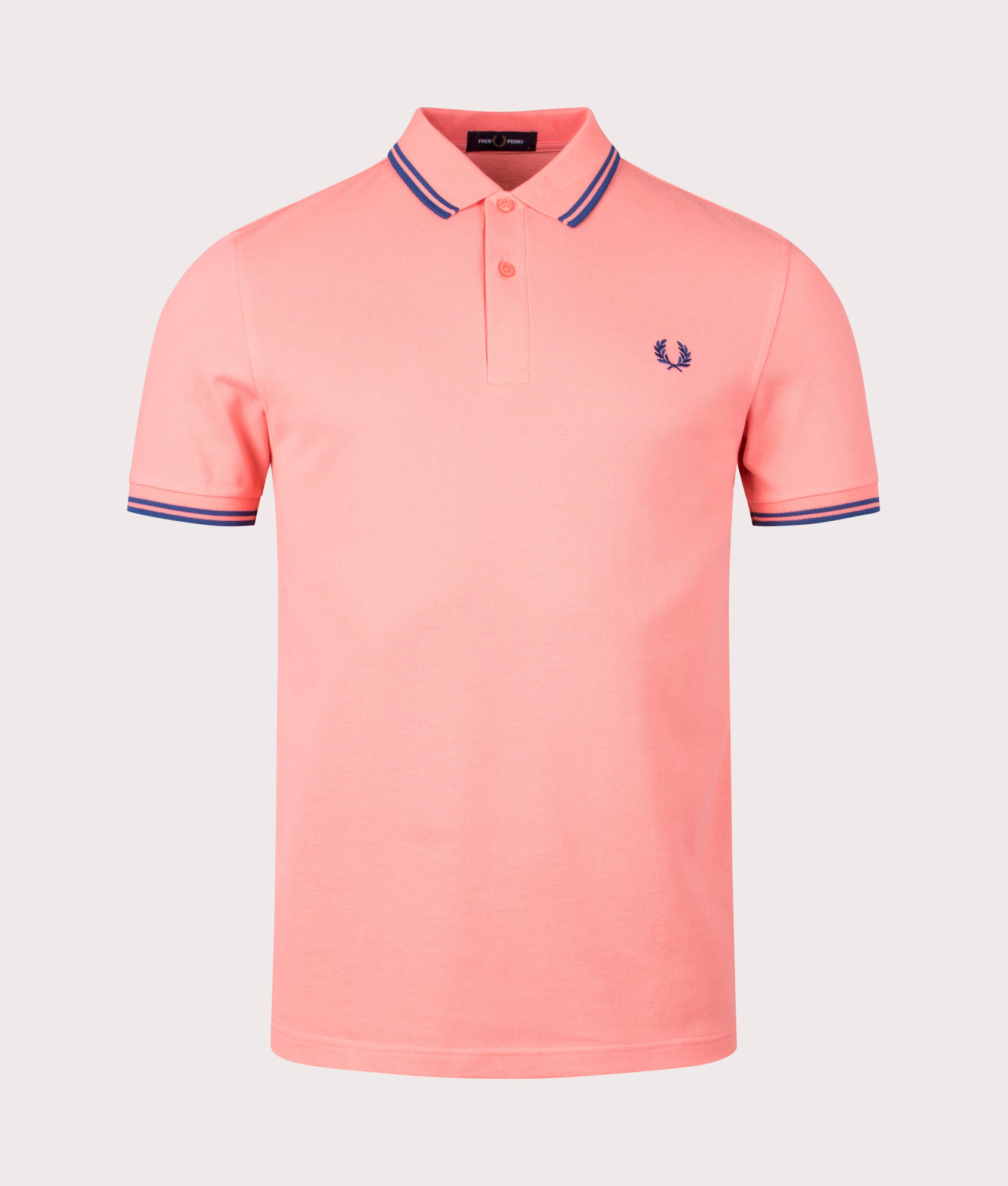 Fred Perry Mens Twin Tipped Fred Perry Shirt - Colour: V28 Coral Heat/Shaded Cobalt/Shaded Cobalt - 