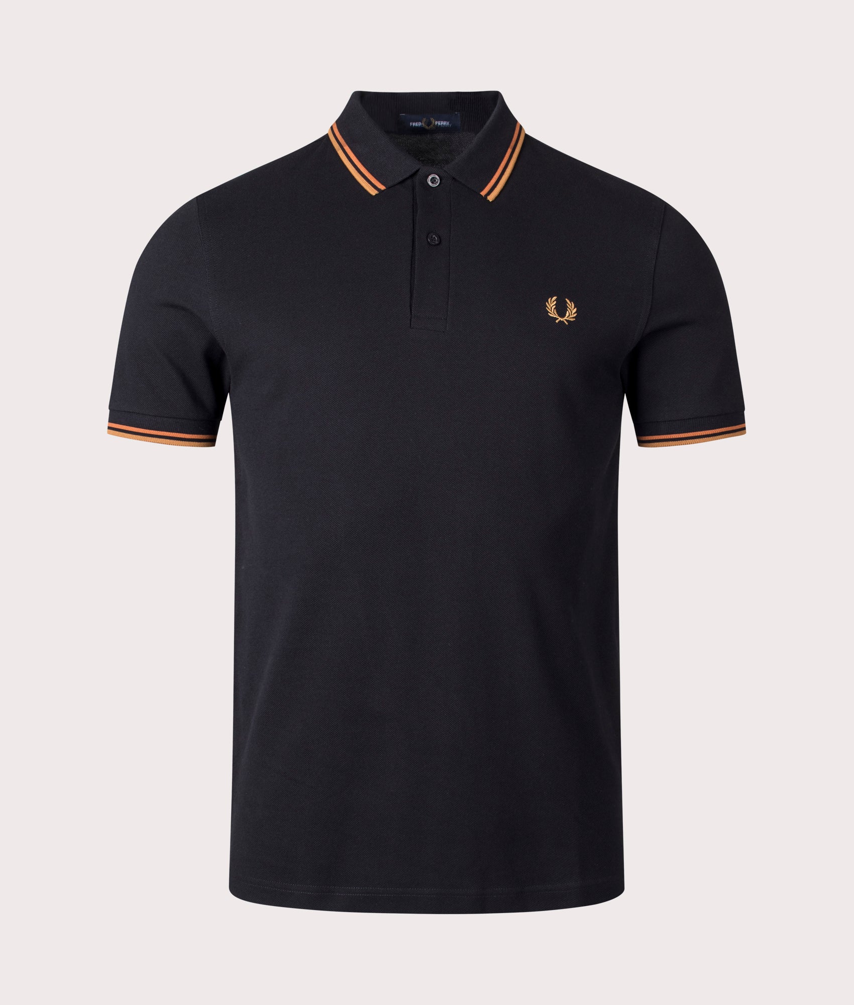 Fred Perry Mens Twin Tipped Fred Perry Shirt - Colour: V30 Black/Nut Flake/Dark Caramel - Size: Medi