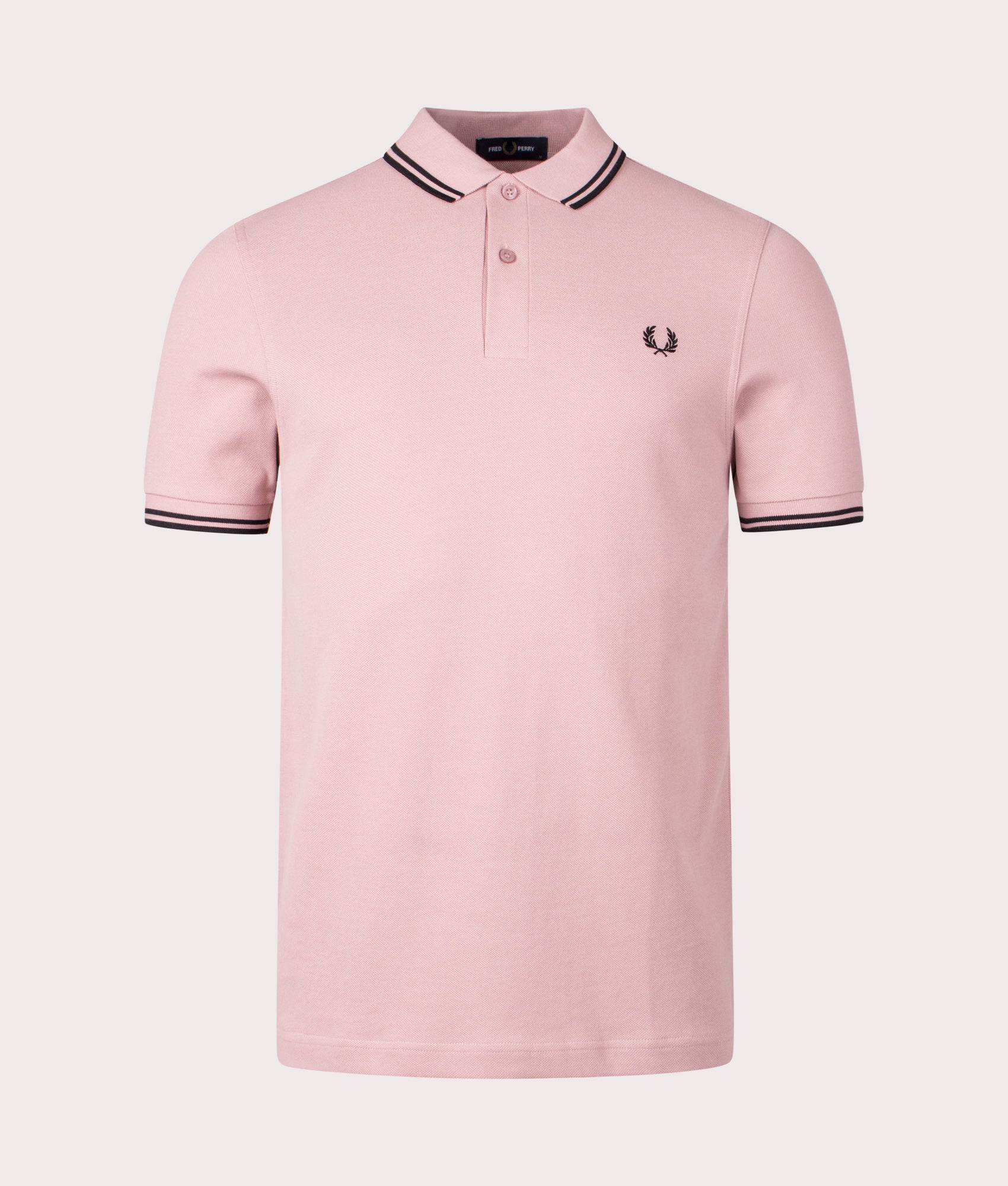 Fred Perry Mens Twin Tipped Fred Perry Polo Shirt - Colour: T89 Dusty Rose Pink/Black/Black - Size: 