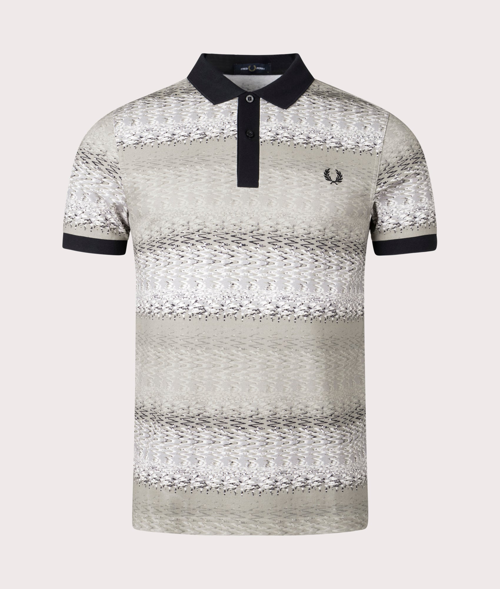 Fred Perry Mens Subculture Waves Polo Shirt - Colour: U54 Warm Grey - Size: Medium