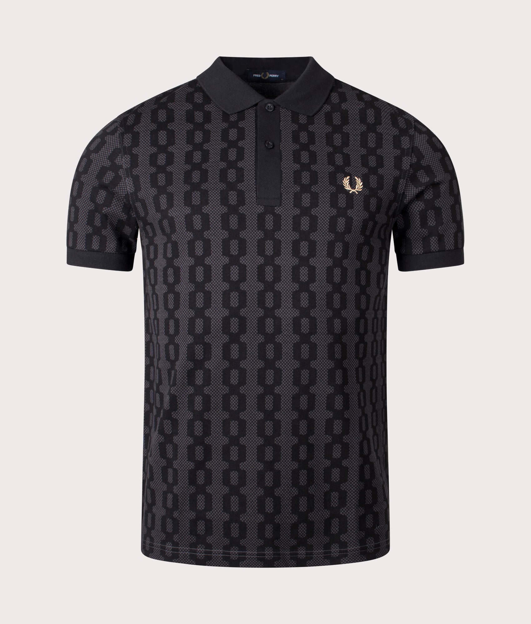 Fred Perry Mens Cable Print Polo Shirt - Colour: 297 Anchor Grey - Size: Large