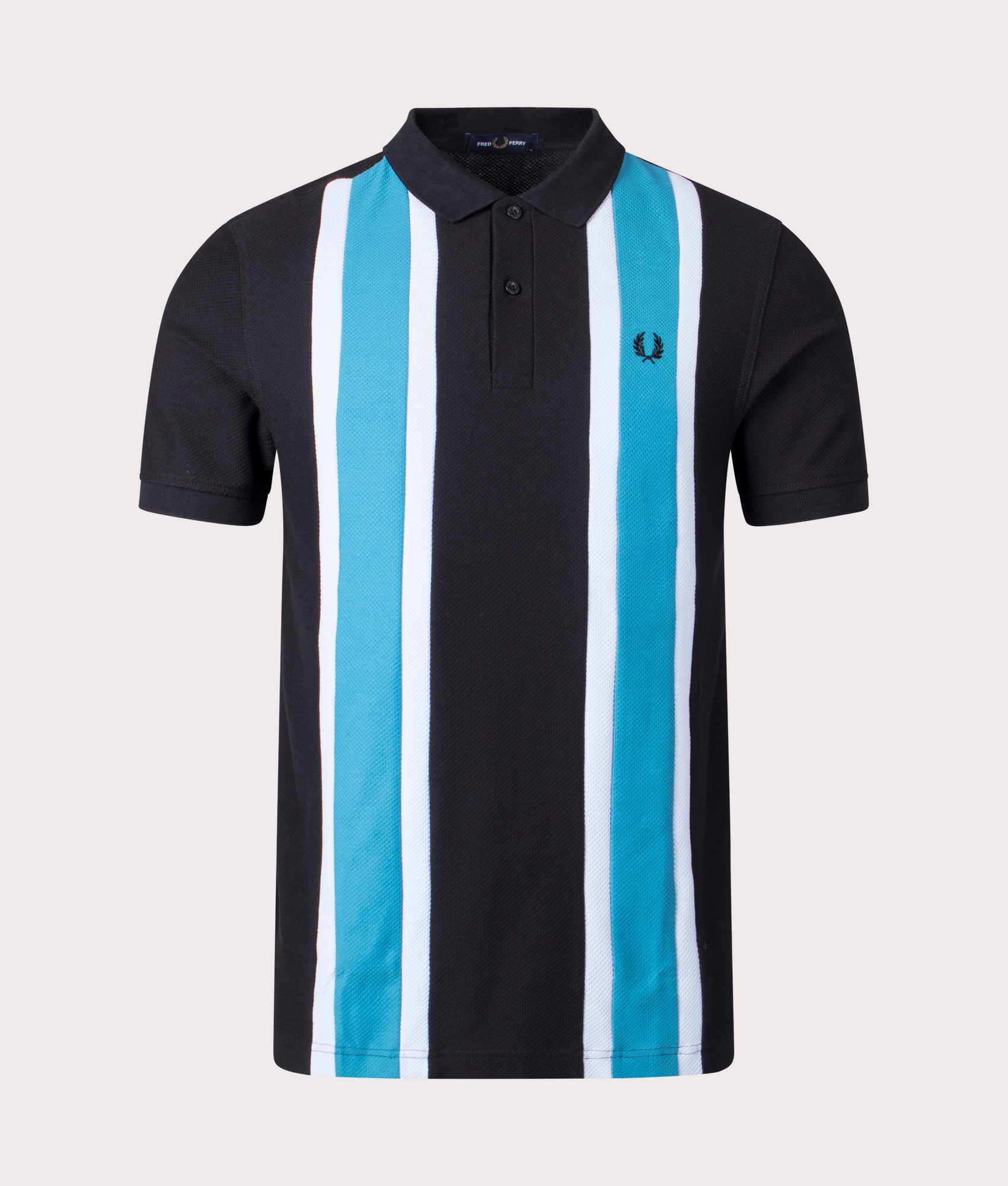 Fred Perry Mens Woven Mesh Panelled Polo Shirt - Colour: 102 Black - Size: Large