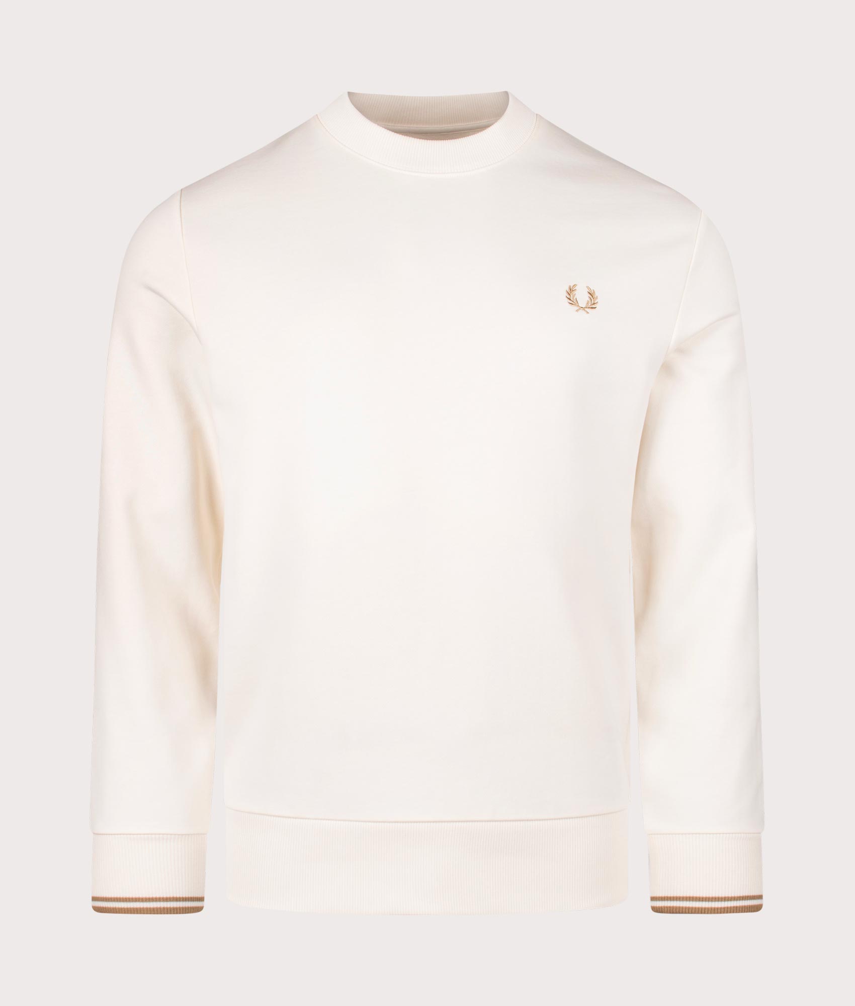 Fred Perry Mens Crew Neck Sweatshirt - Colour: V37 Ecru/Warm Stone - Size: XL