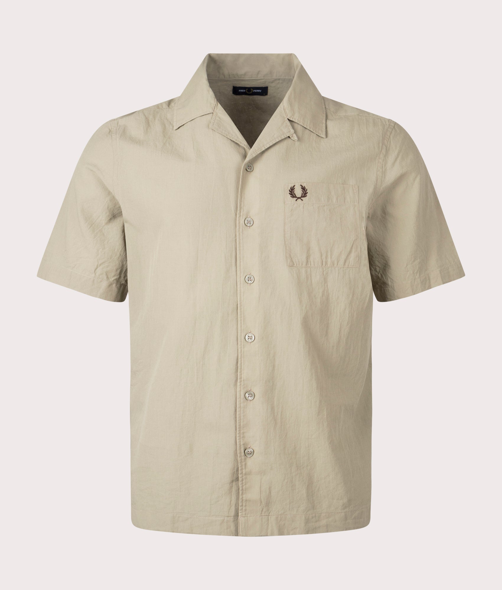 Fred Perry Mens Lightweight Texture Revere Collar Shirt - Colour: U54 Warm Grey - Size: XL