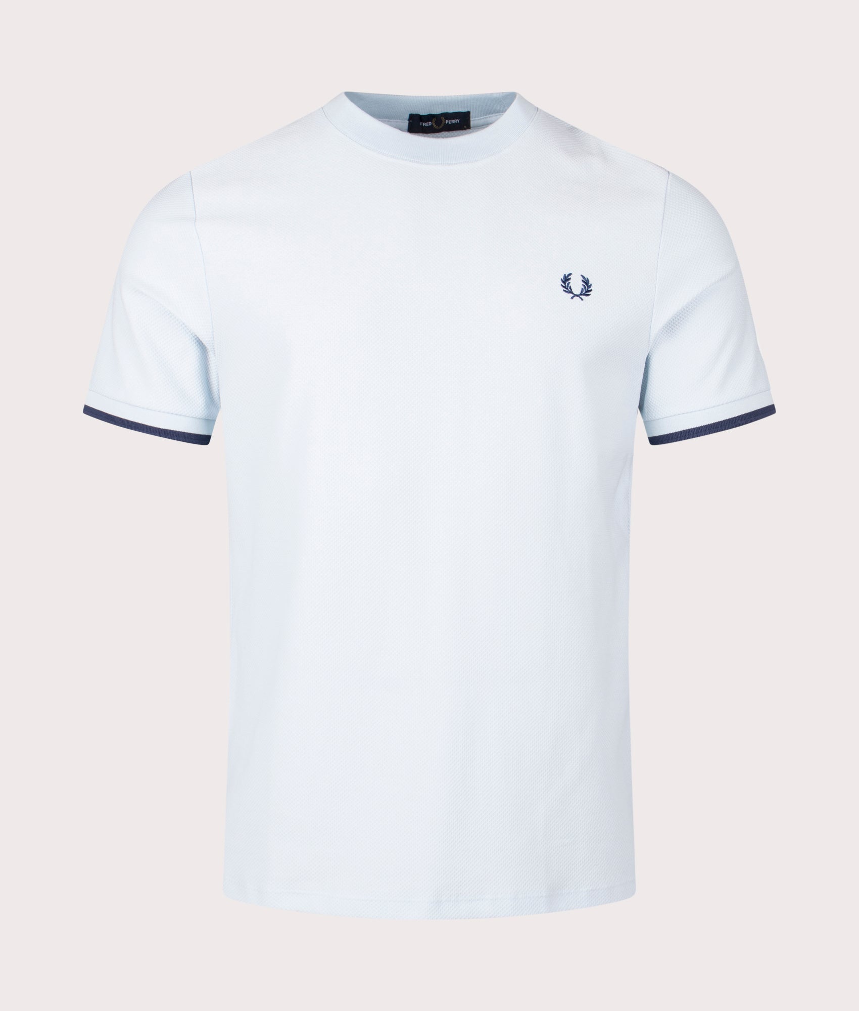 Fred Perry Mens Tipped Cuff Pique T-Shirt - Colour: R30 Light Ice - Size: Medium