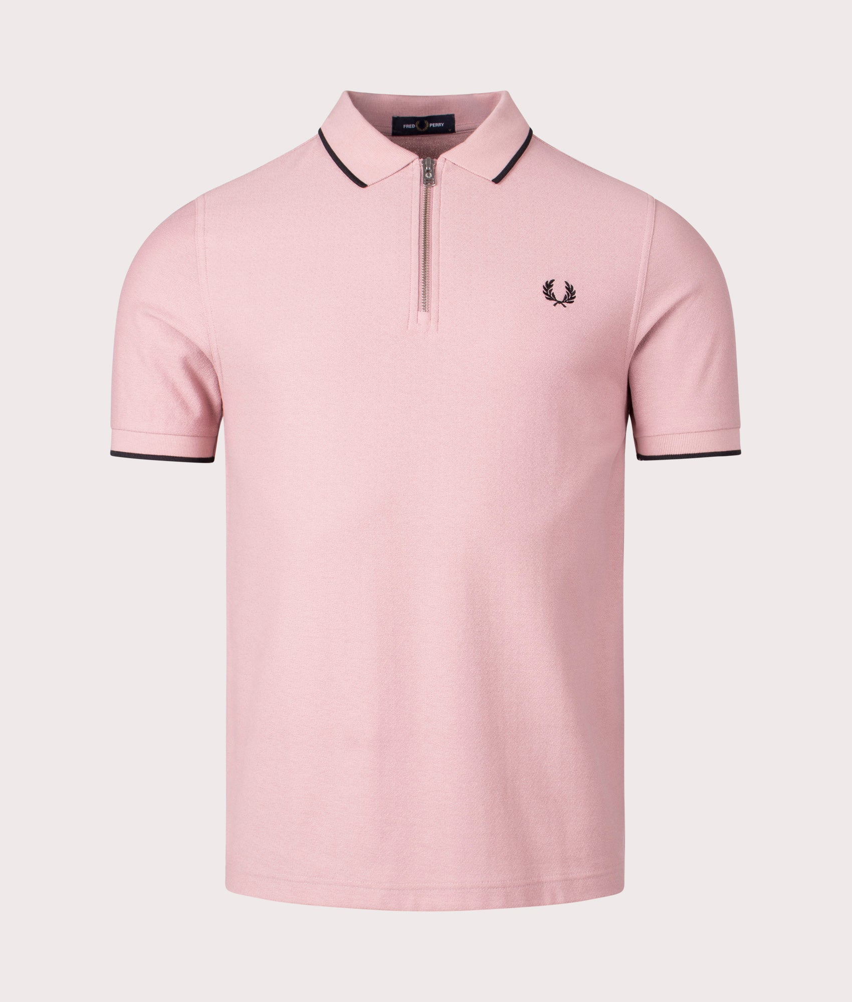 Fred Perry Mens Crepe Pique Zip Neck Polo Shirt - Colour: S51 Dusty Rose Pink - Size: Large