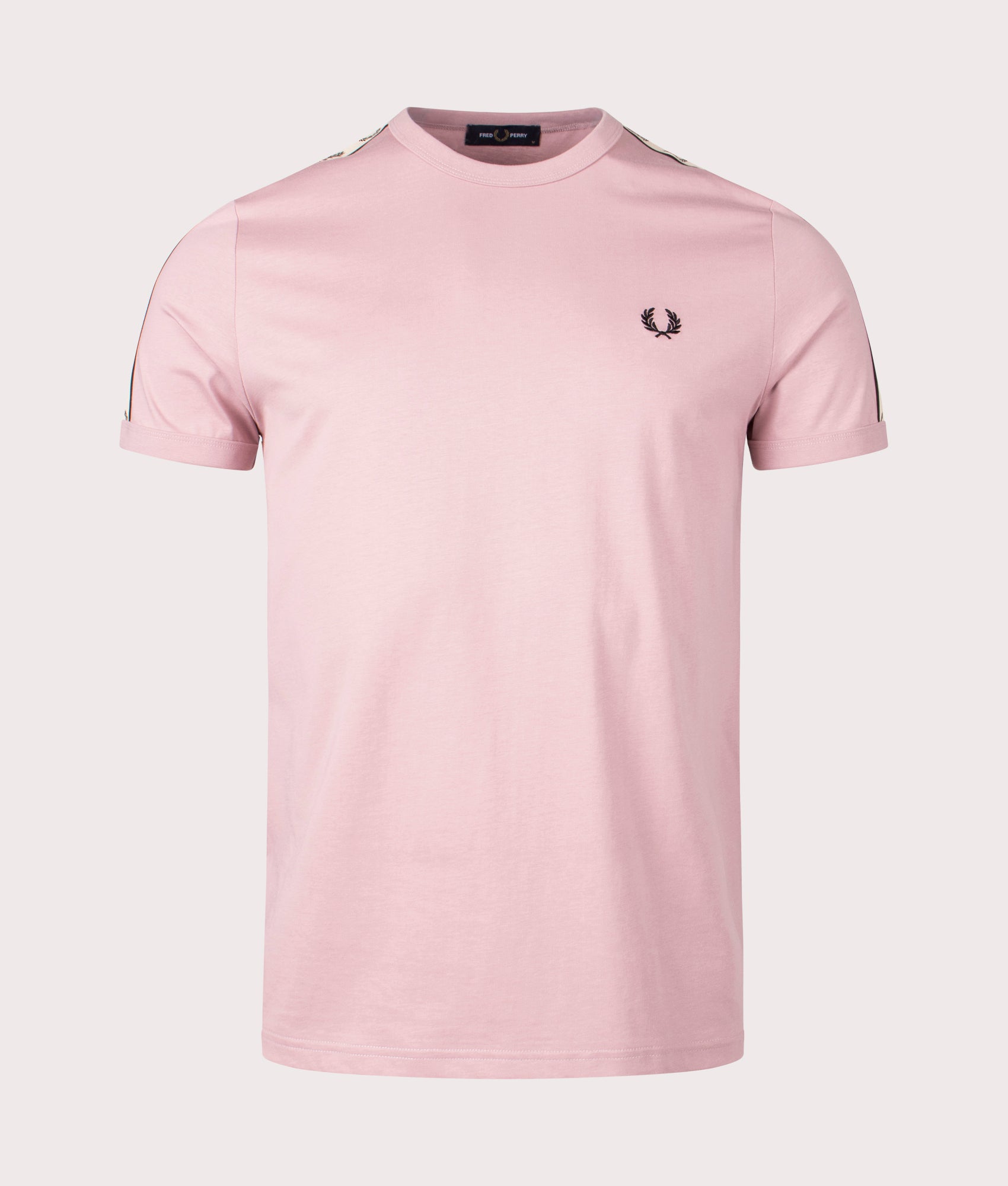 Fred Perry Mens Contrast Tape Ringer T-Shirt - Colour: T89 Dusty Rose Pink/Black - Size: XXL