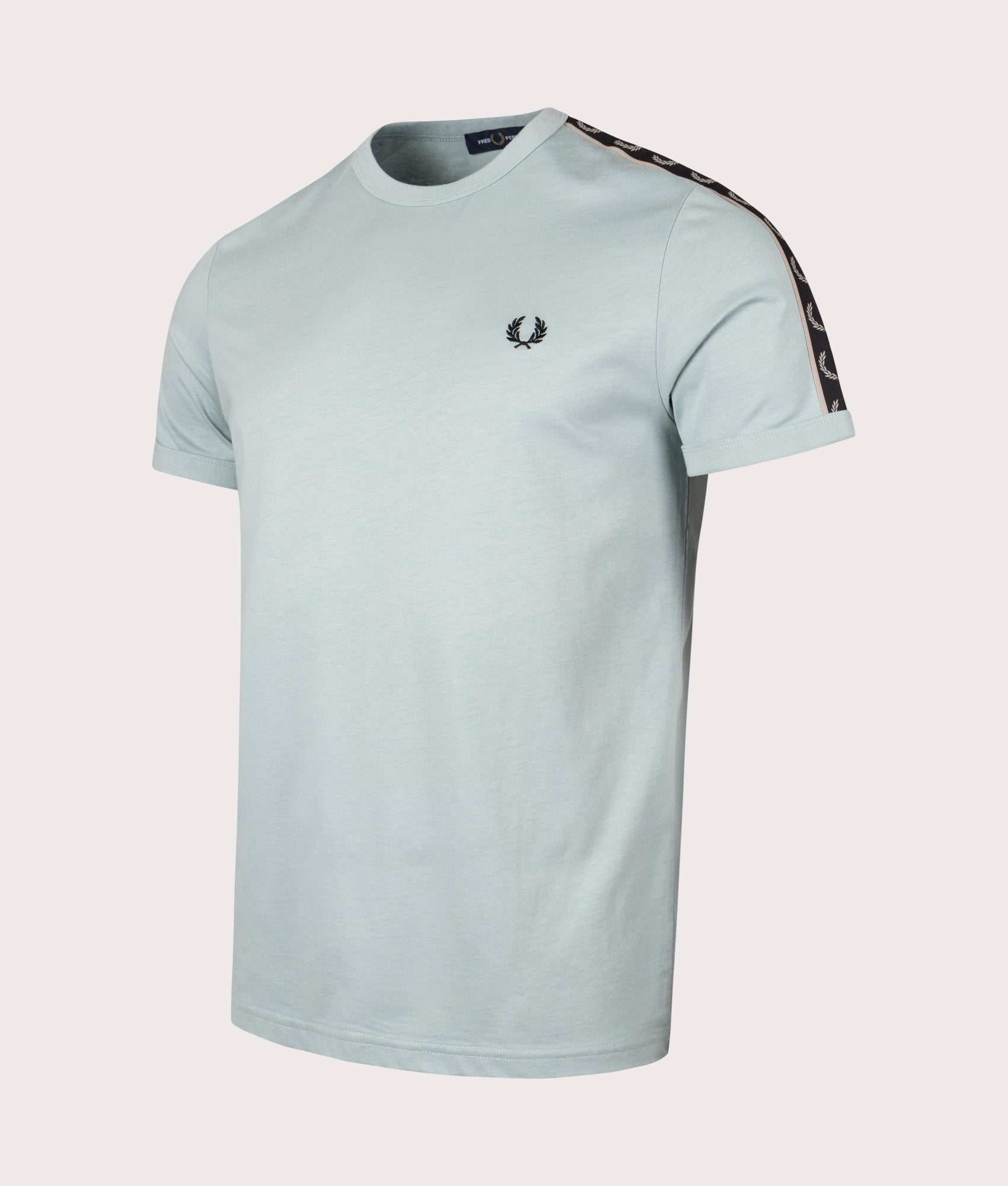 Fred Perry Mens Contrast Tape Ringer T-Shirt - Colour: W26 Silver Blue/Warm Grey - Size: XXL