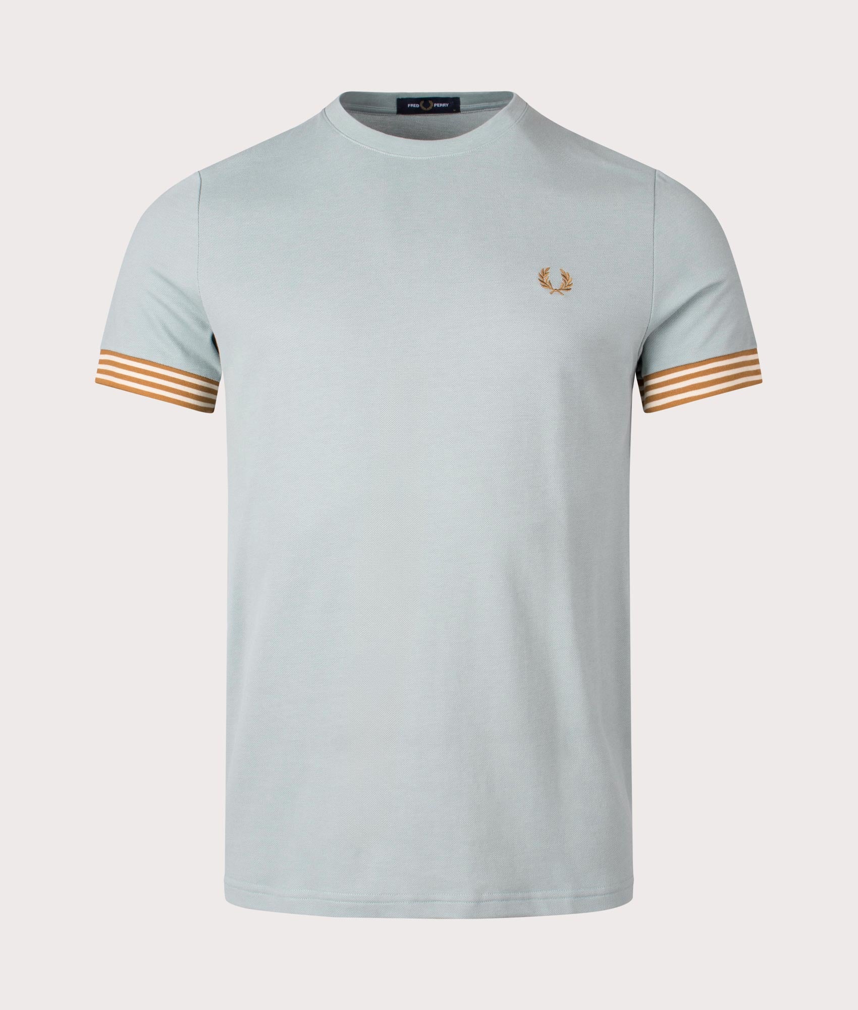 Fred Perry Mens Striped Cuff T-Shirt - Colour: 959 Silver Blue - Size: XXL