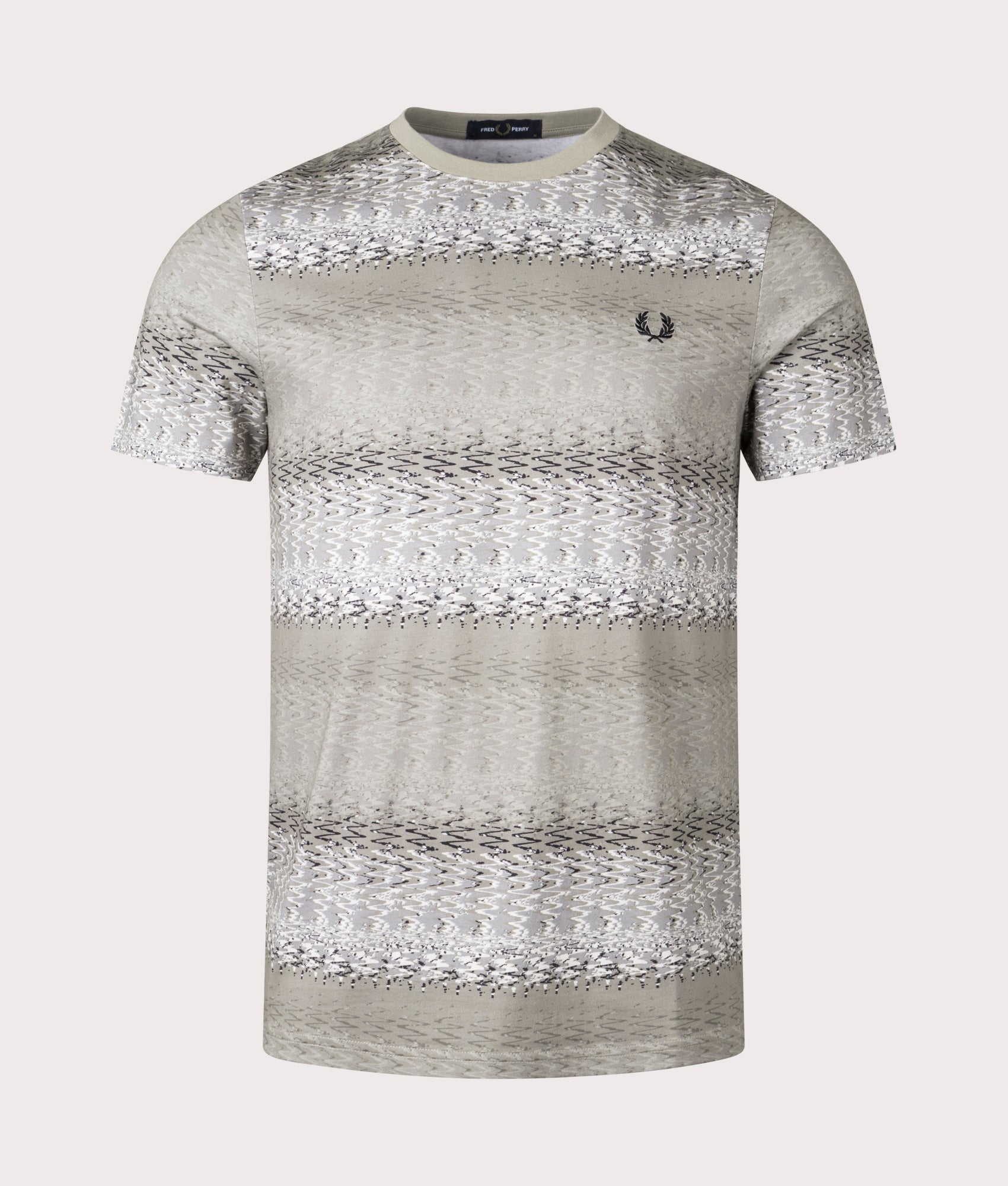 Fred Perry Mens Abstract Soundwave T-Shirt - Colour: U54 Warm Grey - Size: XXL