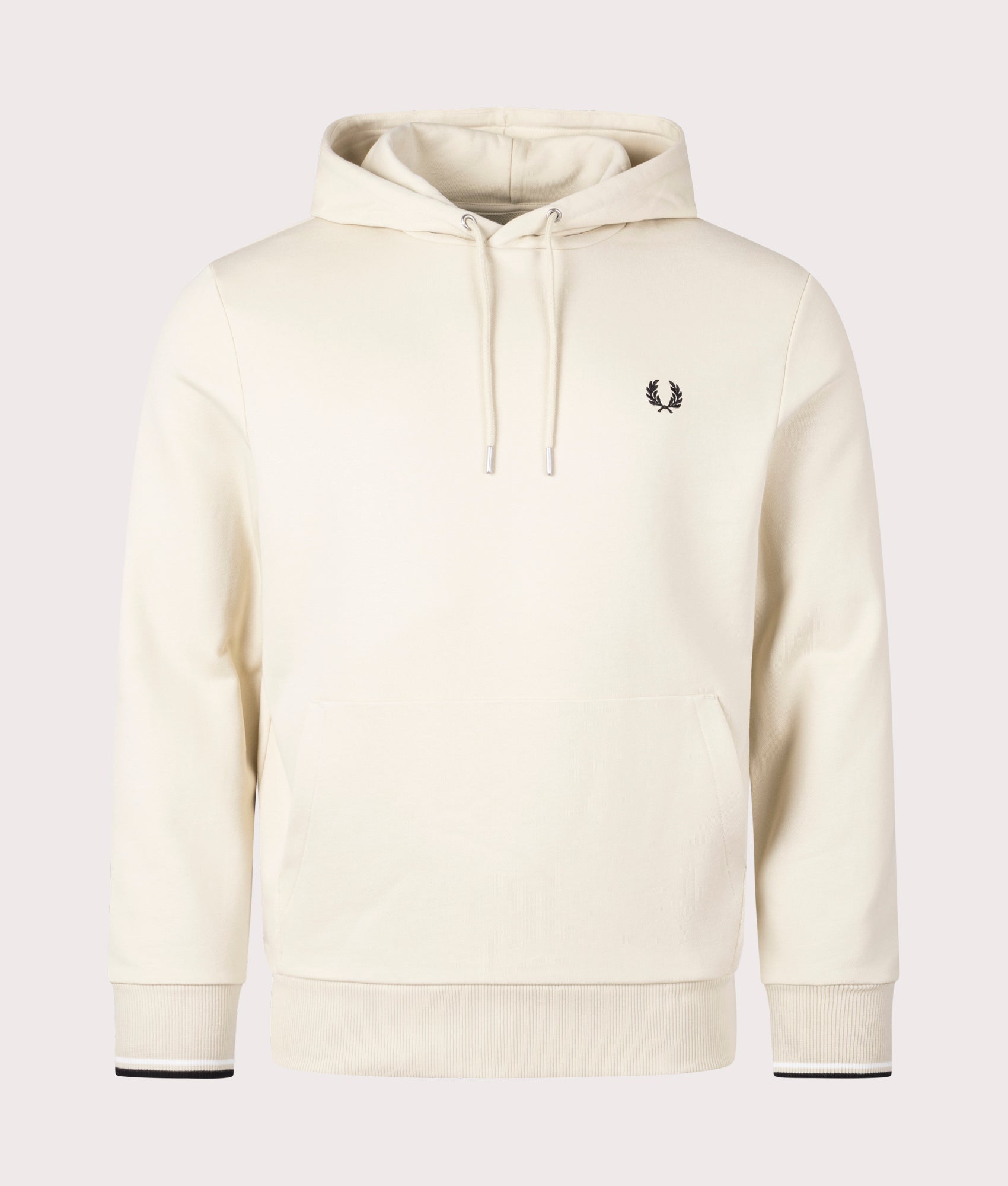 Fred Perry Mens Tipped Hooded Sweatshirt - Colour: V54 Oatmeal/Black - Size: XL