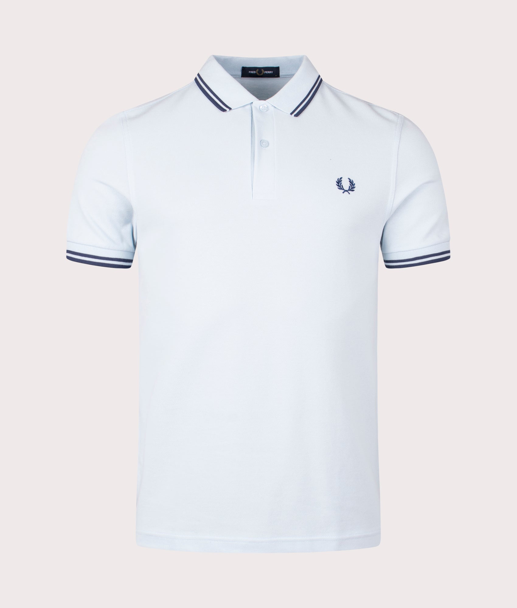 Fred Perry Mens Twin Tipped Polo Shirt - Colour: V08 Light Ice/Midnight Blue - Size: XXL