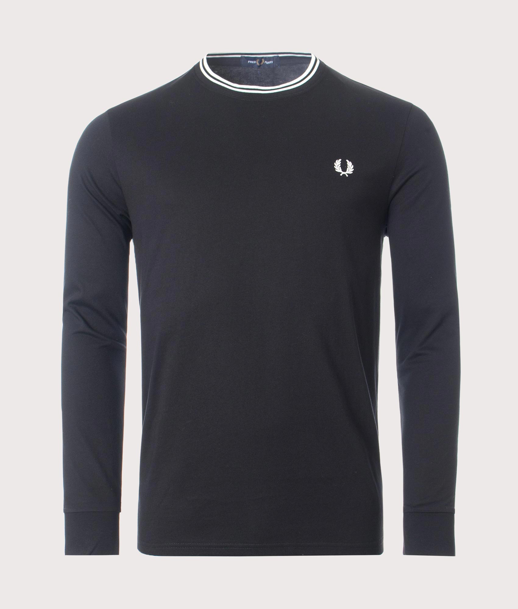 Fred Perry Mens Long Sleeve Twin Tipped T-Shirt - Colour: 102 Black - Size: Medium