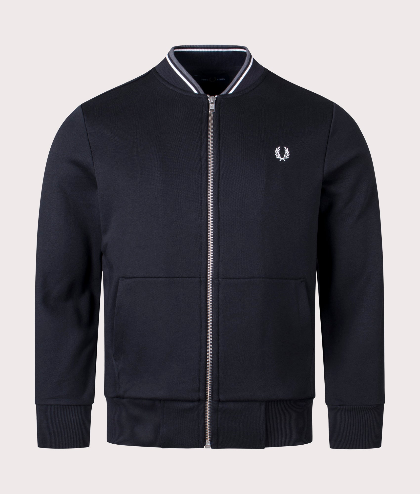 Fred Perry Mens Zip Through Bomber Jacket - Colour: 184 Black - Size: Medium