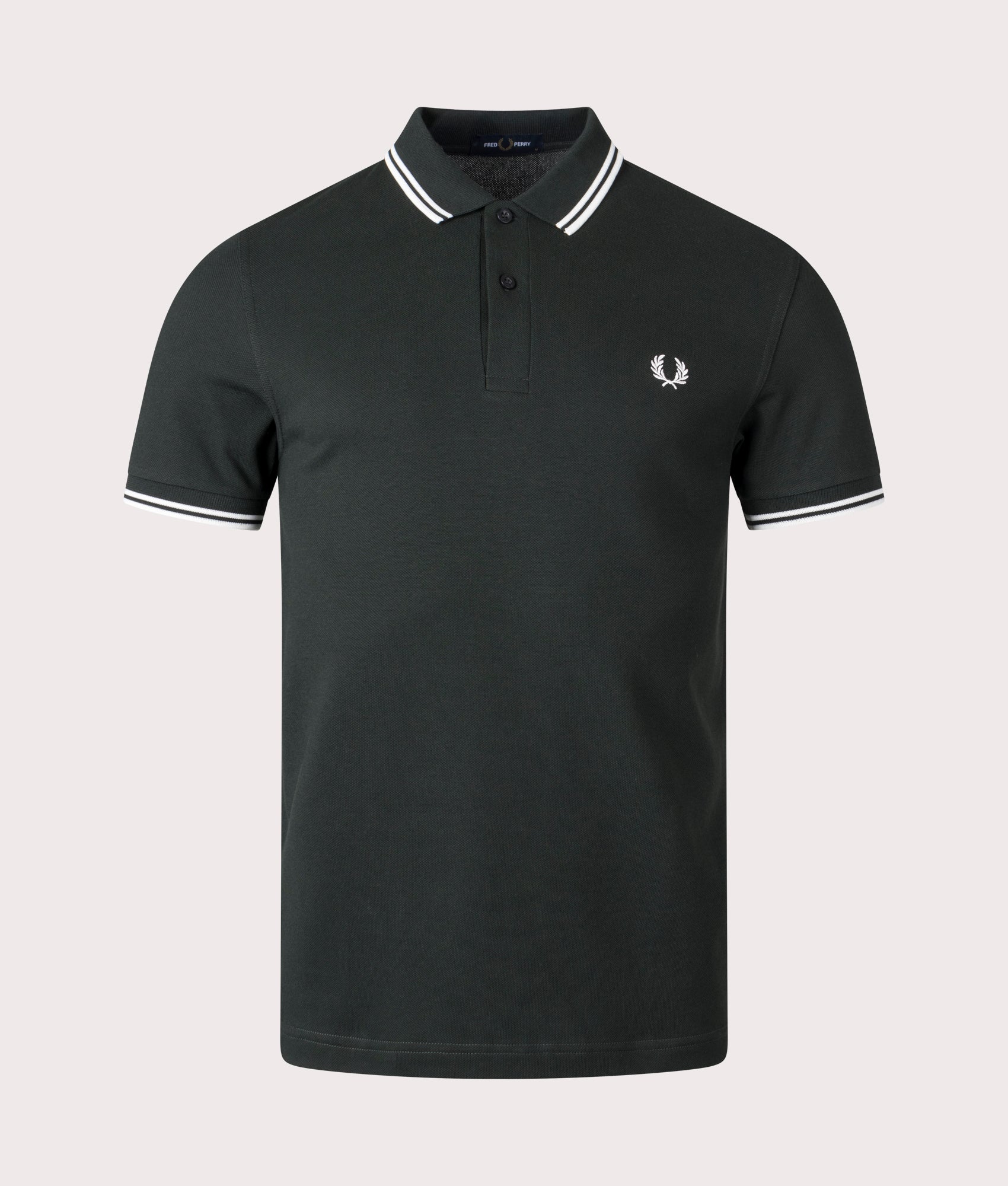 Fred Perry Mens Twin Tipped Fred Perry Polo Shirt - Colour: T50 Night Green/Snow White - Size: XXL