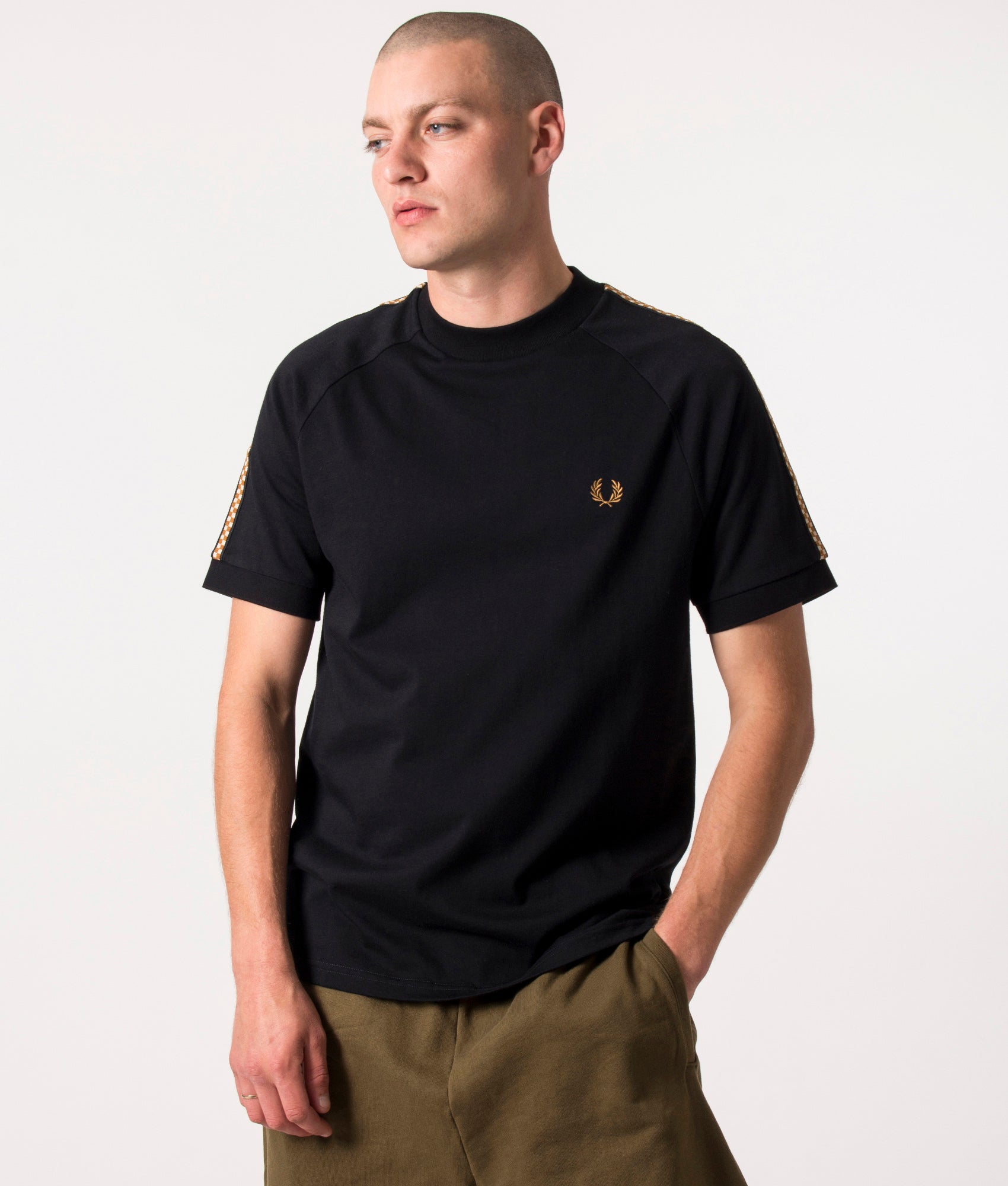 Fred Perry Mens Checkerboard T-Shirt - Colour: 102 Black - Size: Large