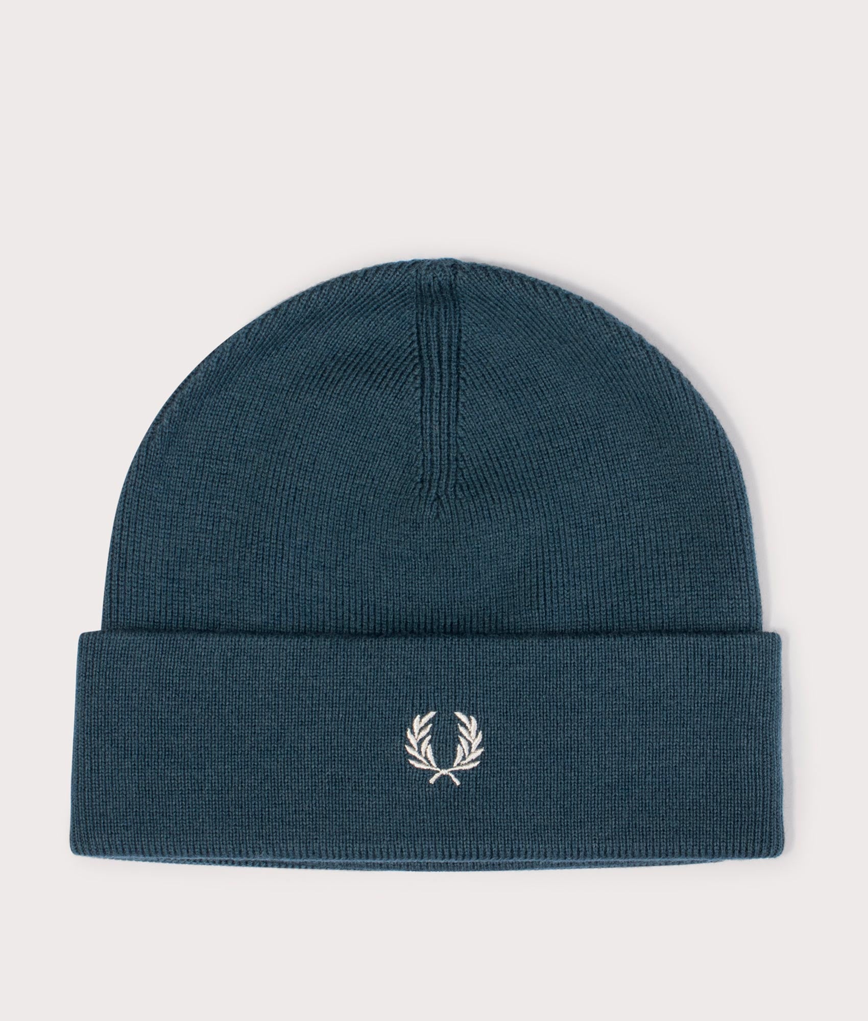 Fred Perry Mens Merino Wool Beanie - Colour: T14 Petrol/Light Oyster - Size: One Size