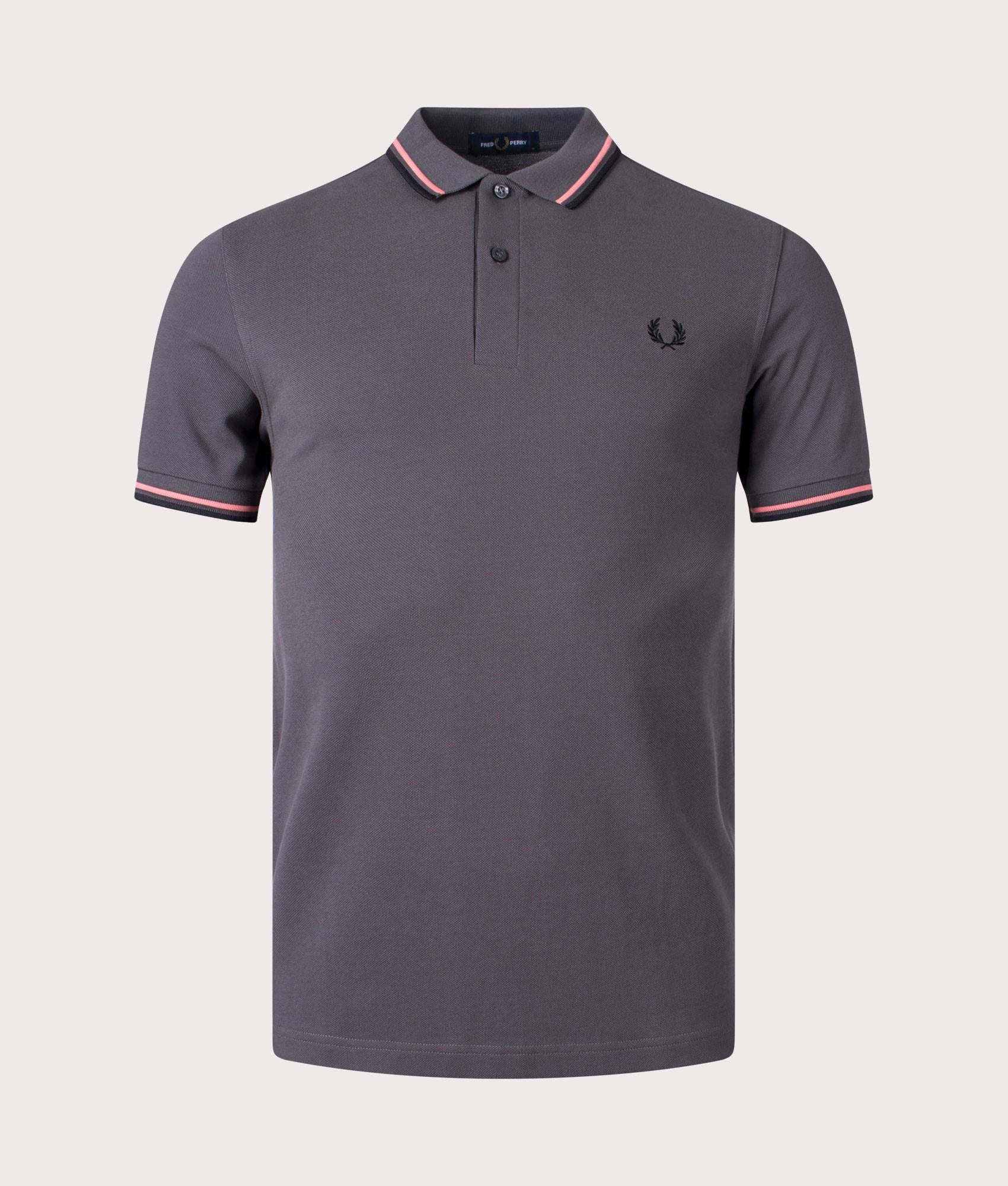 Fred Perry Mens Twin Tipped Polo Shirt - Colour: U44 Gunmetal/Coral Heat/Black - Size: Large